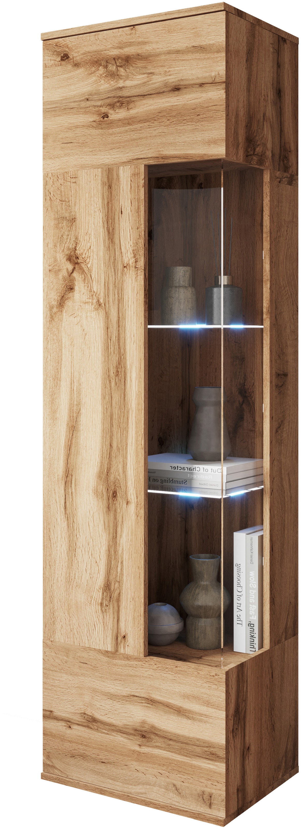 GOODproduct Vitrine »Kenia, stehend und hängend, Türanschlag wechselbar« 1 Stk. tlg. Vitrineschrank mit Glastüren 160 cm Höhe
