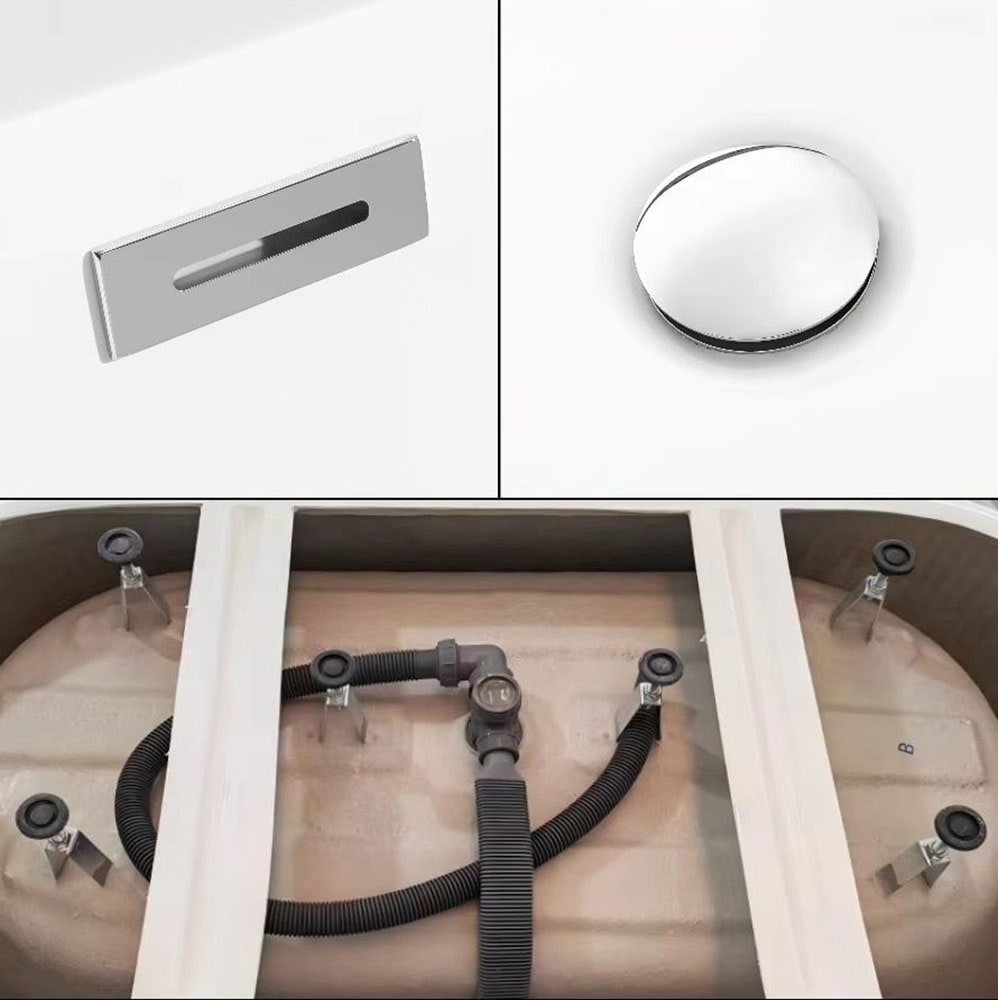 welltime Baignoire »Setubal« Höhe 62 cm Avec bouchon de vidange | Débordement | Pieds réglables contre le mur, en acrylique sanitaire de haute qualité, avec valve pop-up