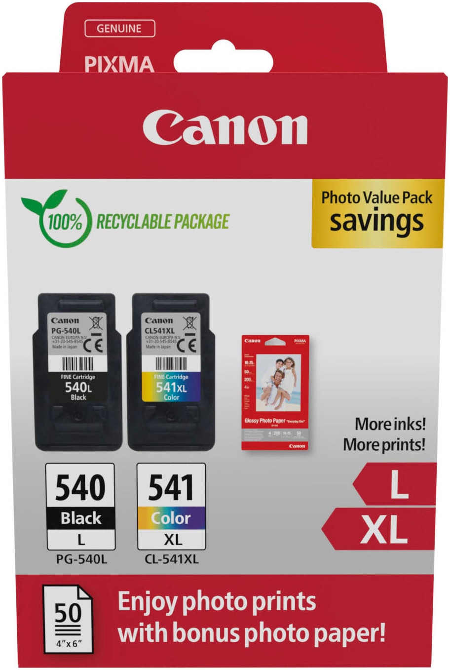 Image of Canon Tintenpatrone "PG-540L+CL-541XL Photo Value Pack"