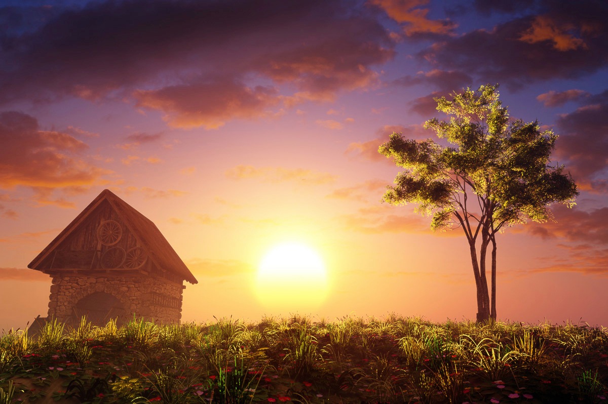 Image of Papermoon Fototapete »Haus mit Baum«, Vliestapete, hochwertiger Digitaldruck, inklusive Kleister bei Ackermann Versand Schweiz