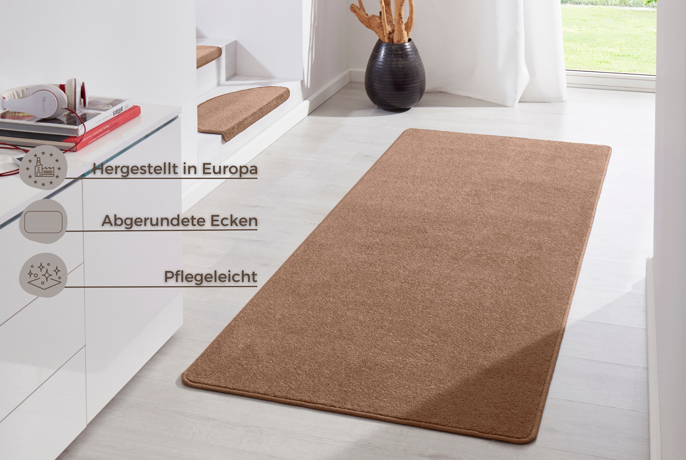 HANSE Home Teppich »Fancy«, rechteckig, 7 mm Höhe, Kurzflor, Läufer, uni, gekettelt, Wohnzimmer, Schlafzimmer, Esszimmer