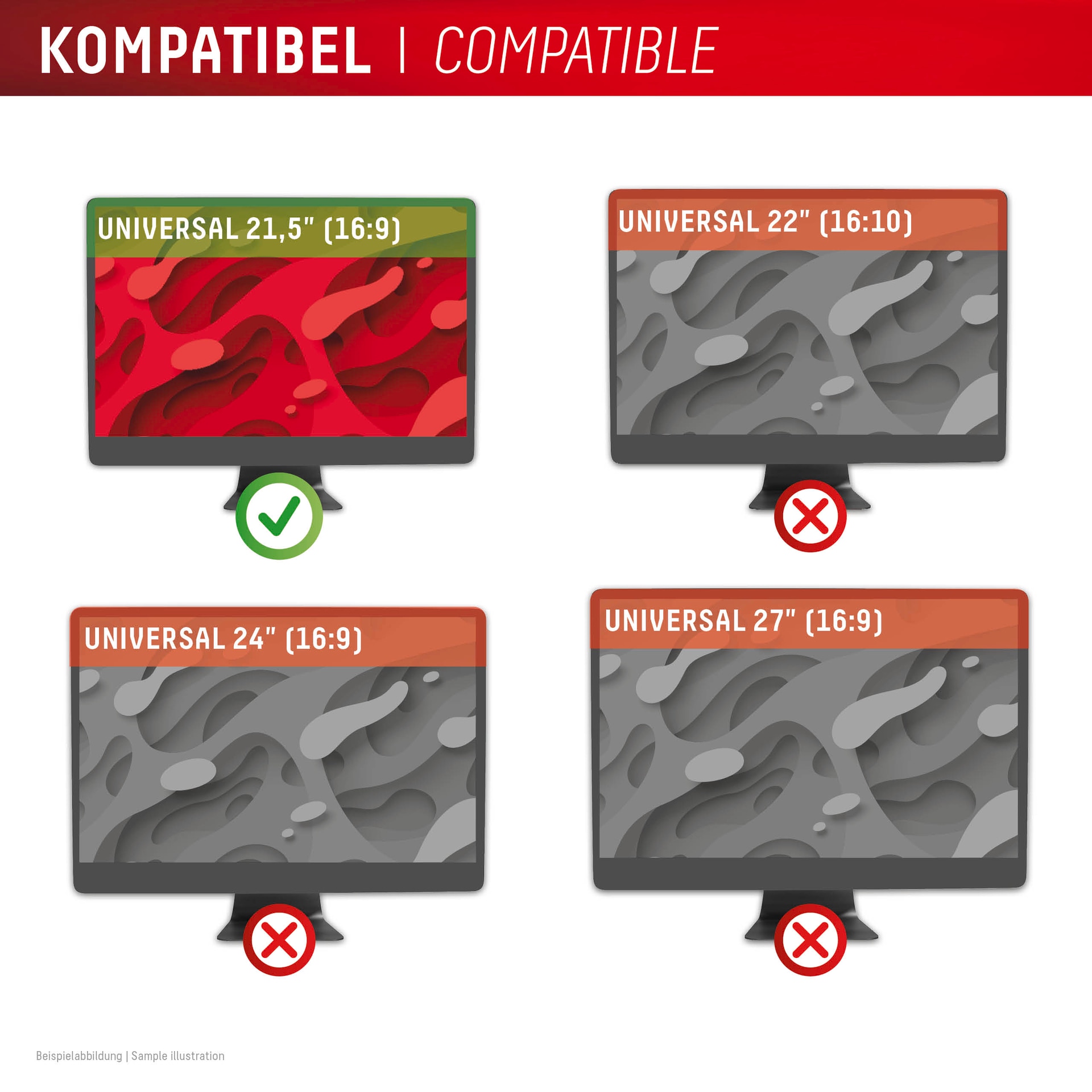 Displex Displayschutzfolie »Privacy Safe Blickschutzfilter« für Universell für Monitore mit  21,5 (16:9) Blickschutzfolie, Schutzfolie, Bildschirmschutz, kratz- & stossfest