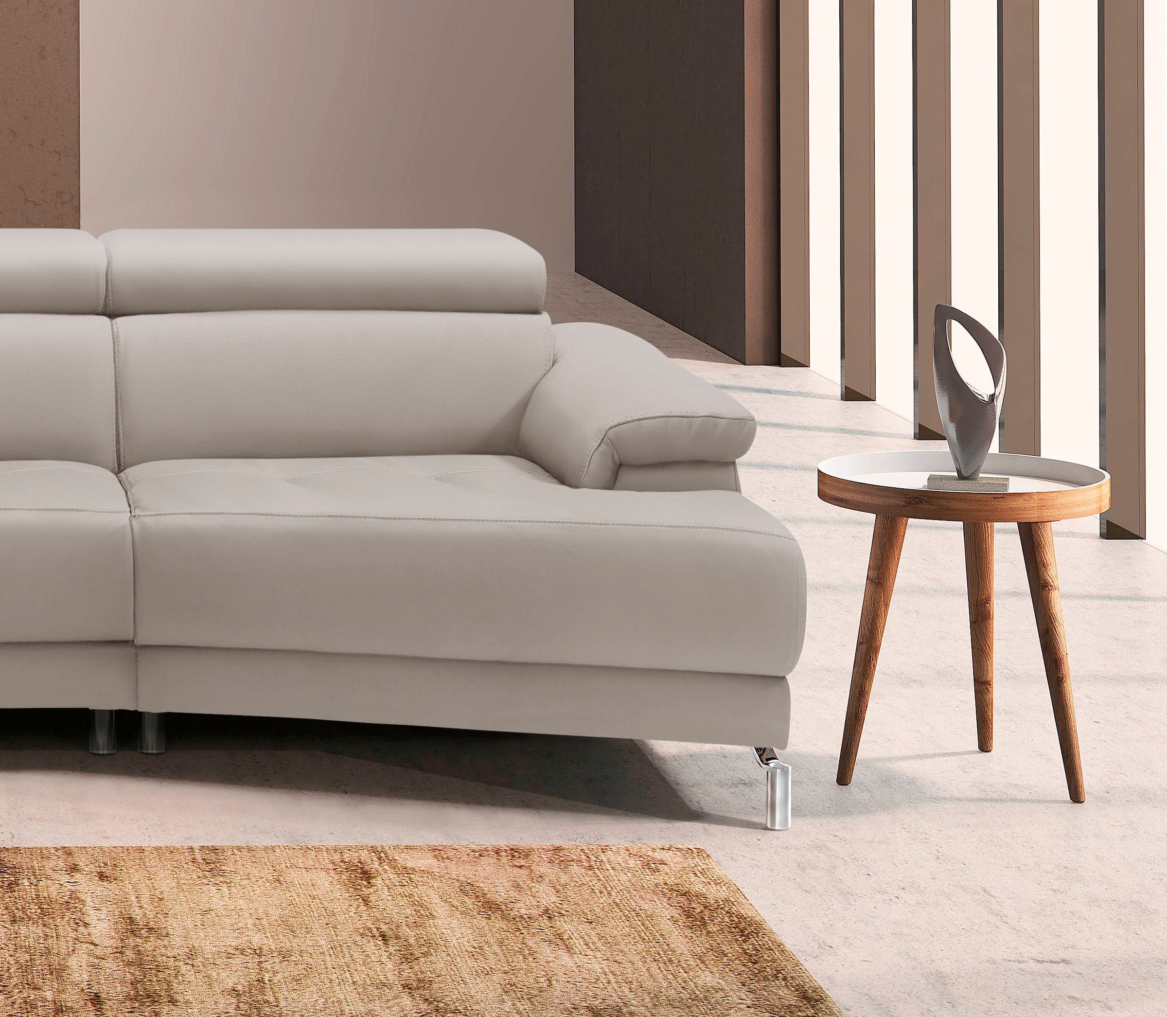 Egoitaliano Ecksofa »Soul, extravagantes Designsofa, Megasofa, super bequem, tolle Details«, mit Trapez-Abschlusselement, inkl verstellbarer Kopfteile