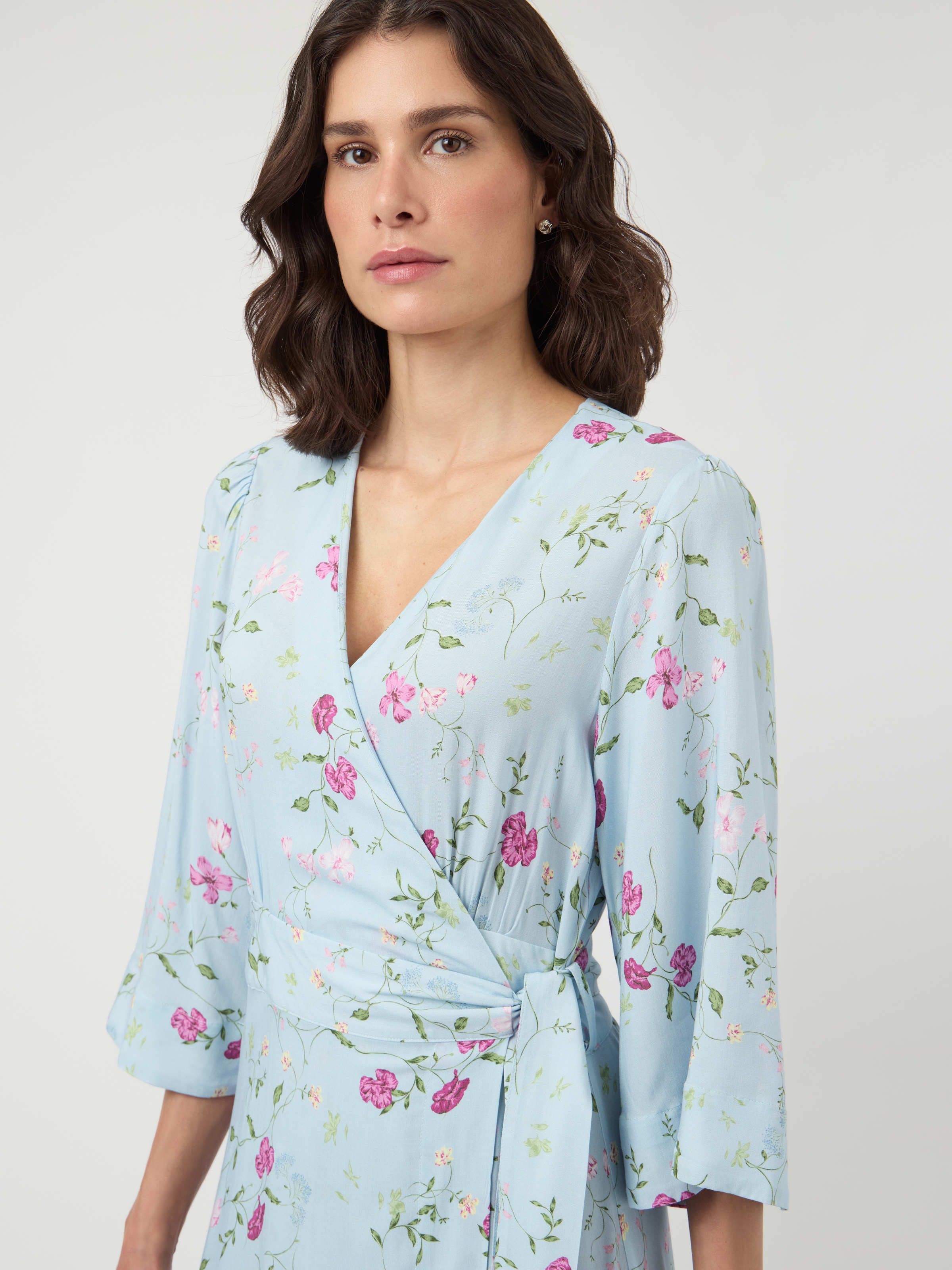 Y.A.S Robe en ligne A »YASSAVANNA 3/4 WRAP LONG DRESS S. NOOS« Sommerkleid aus Viskose mit Wickel-Optik