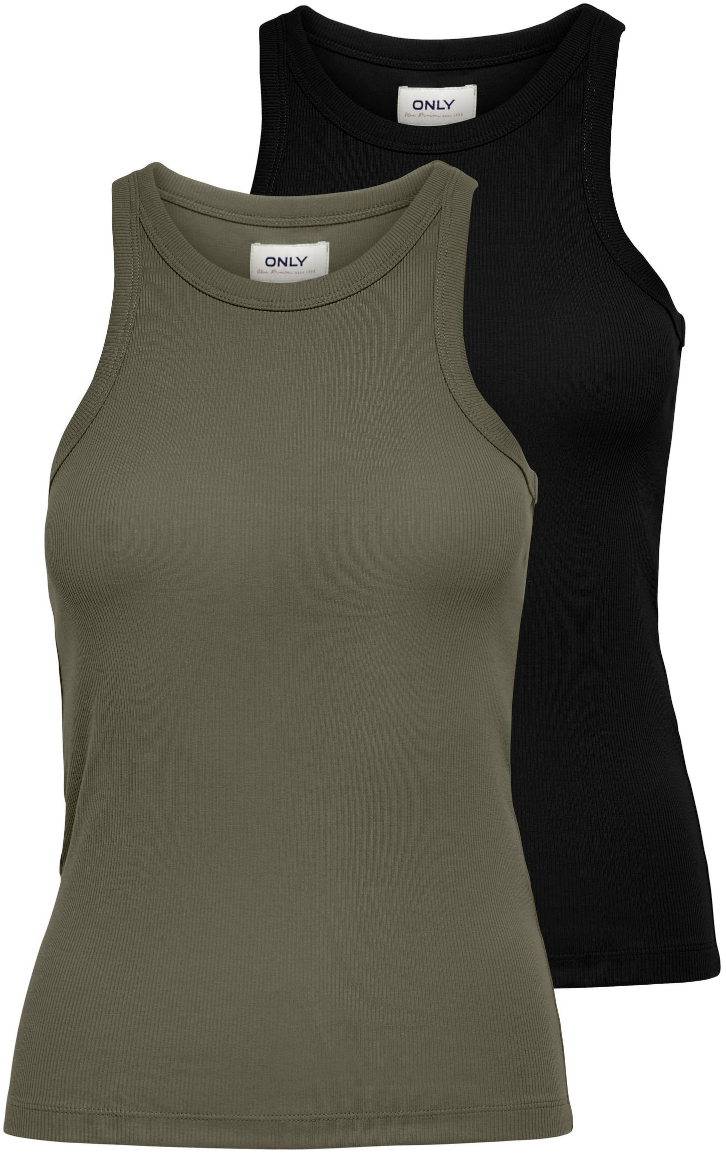 ONLY Débardeur »ONLLINDSAY TANK TOP 2 PACK« Paquet, 2 pièces Baumwollmischung