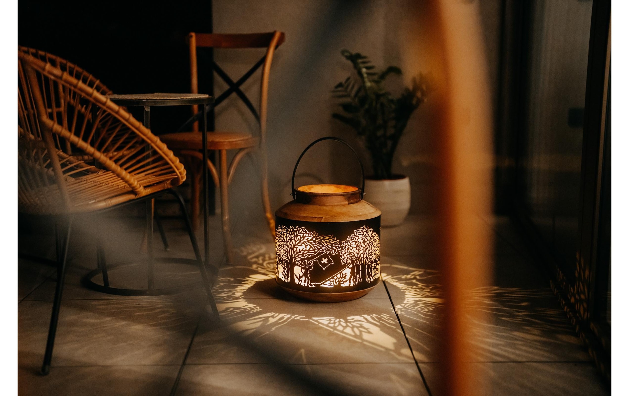 Kadastar Lanterne à bougie »Bergchilbi 37 cm« Laterne Scherenschnitt