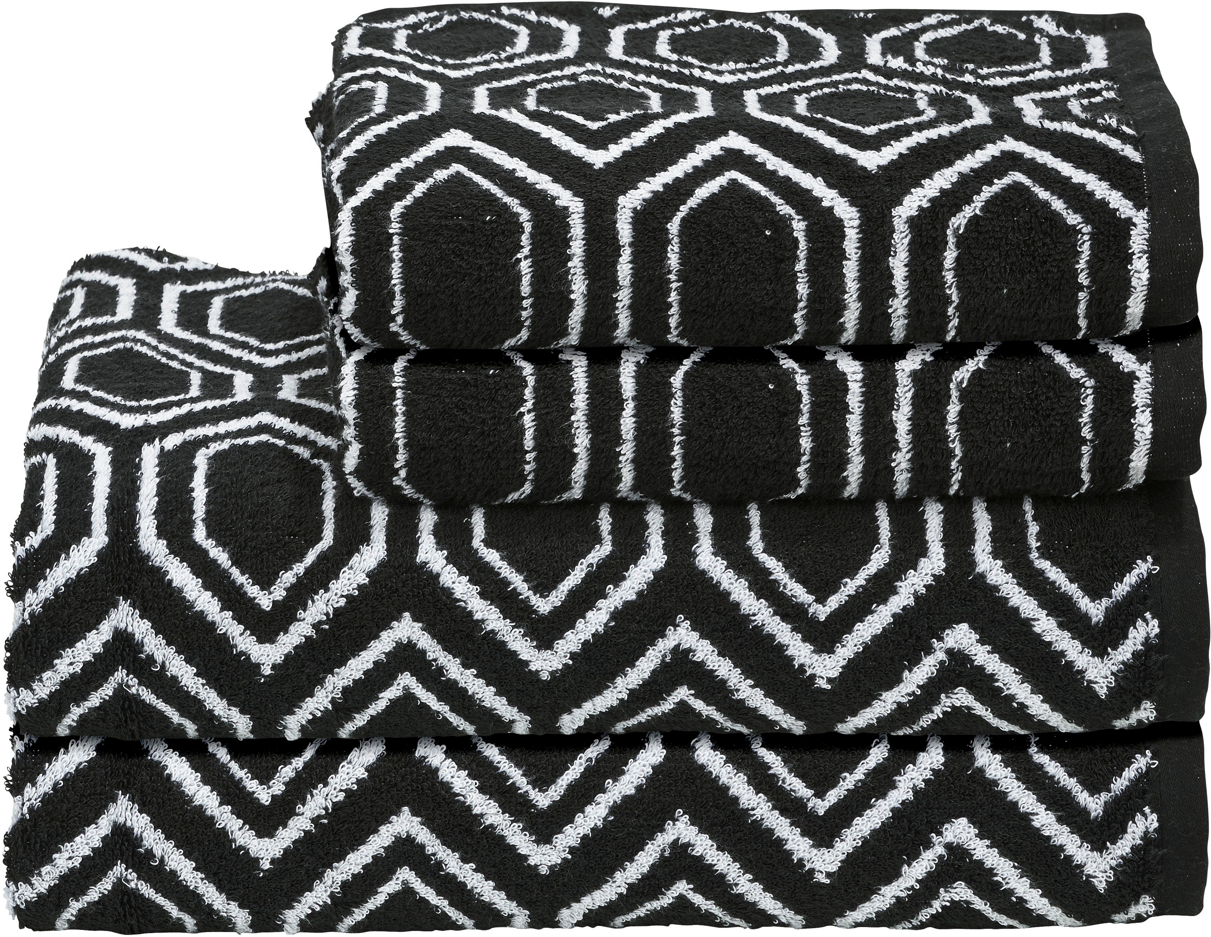 Image of done.® Handtuch Set »Daily Shapes Ethno«, Set, 4 tlg., Jacquard-Walkfrottier, 2x Gästehandtücher & 2x Handtücher, Jacquardgewebe, modernes Muster bei Ackermann Versand Schweiz