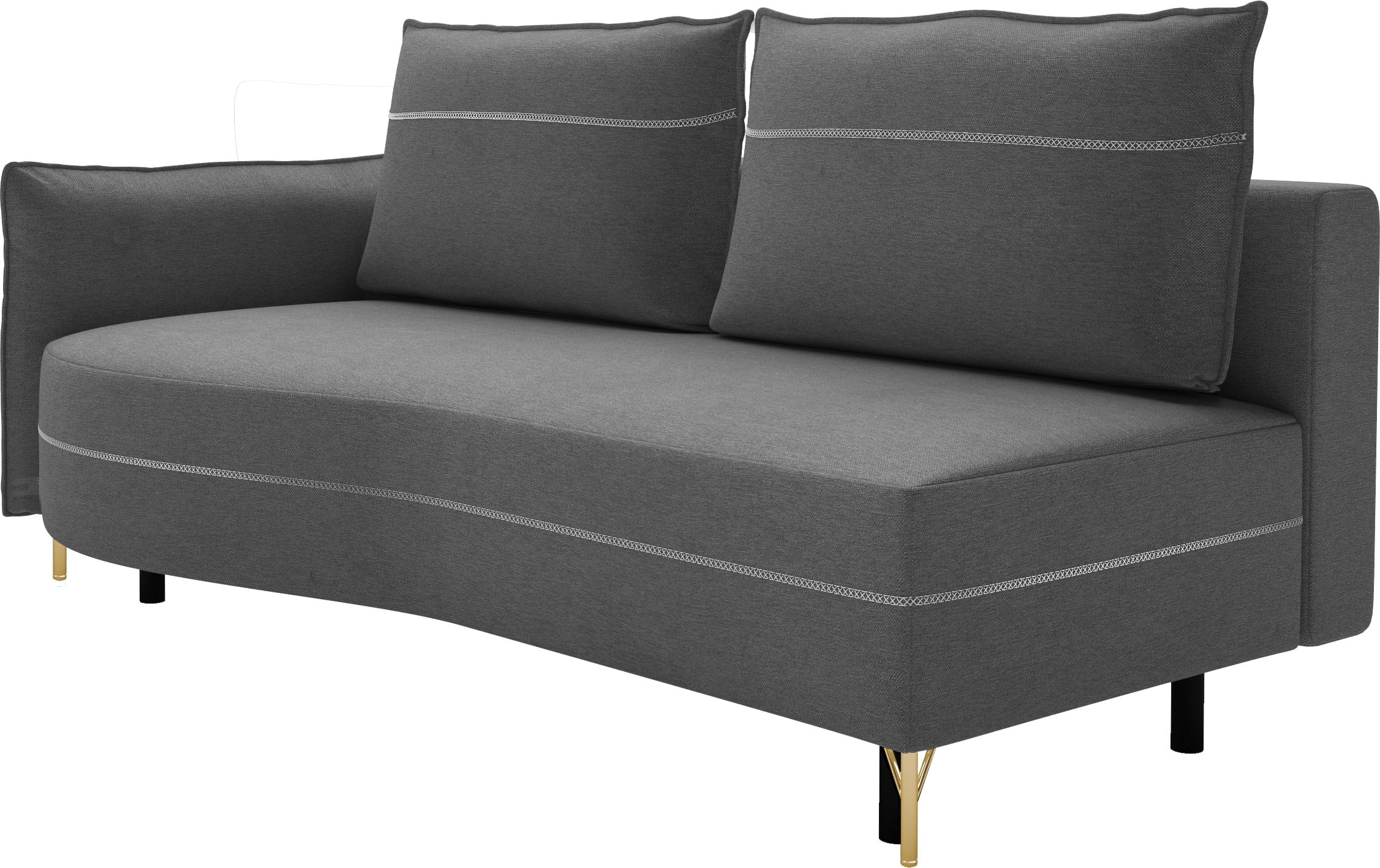 exxpo - sofa fashion Canapé de salon »Ortis mit toller Kontrastnaht, Solitärmöbel, bequem, schmale Armlehne« Schlafsofa mit Bettfunktion und Bettkasten, komfortabler Federkern