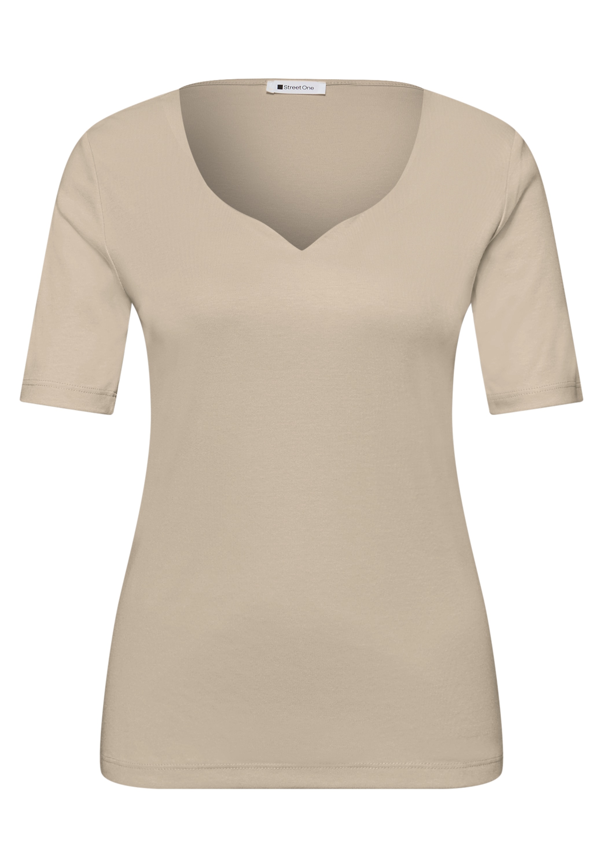 STREET ONE T-shirt à manches courtes »Style Ada« Sommershirt mit Herz-Ausschnitt