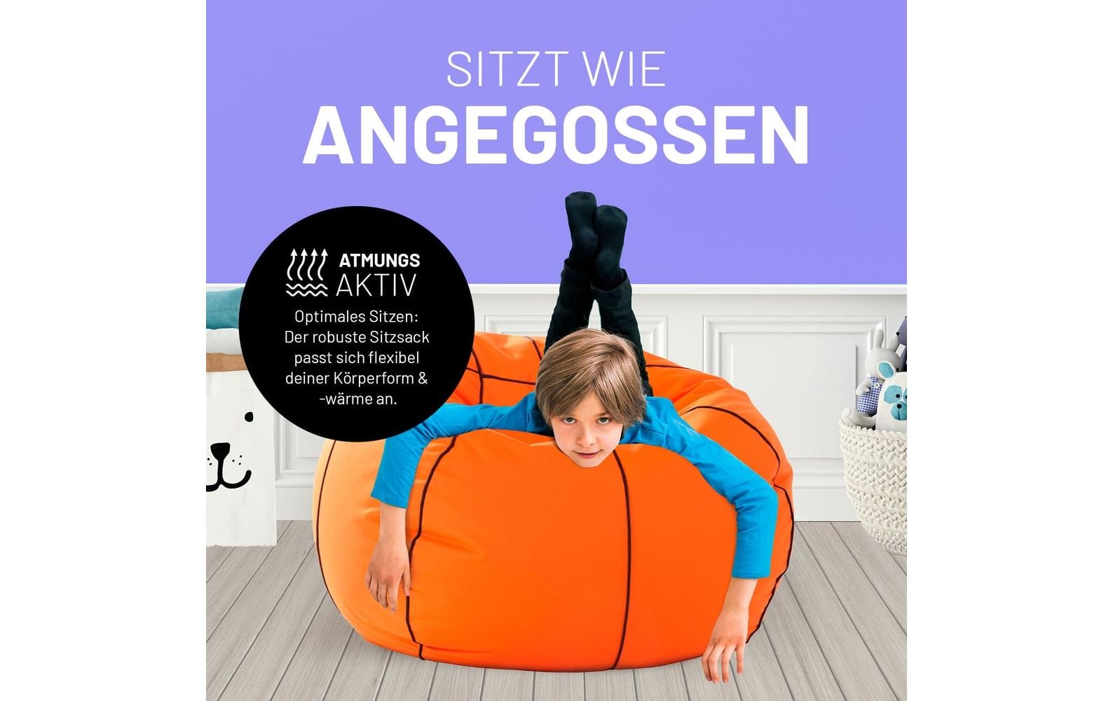 Lumaland Sitzsack »Lumaland Sitzsack Basketball 170 L, Orange«
