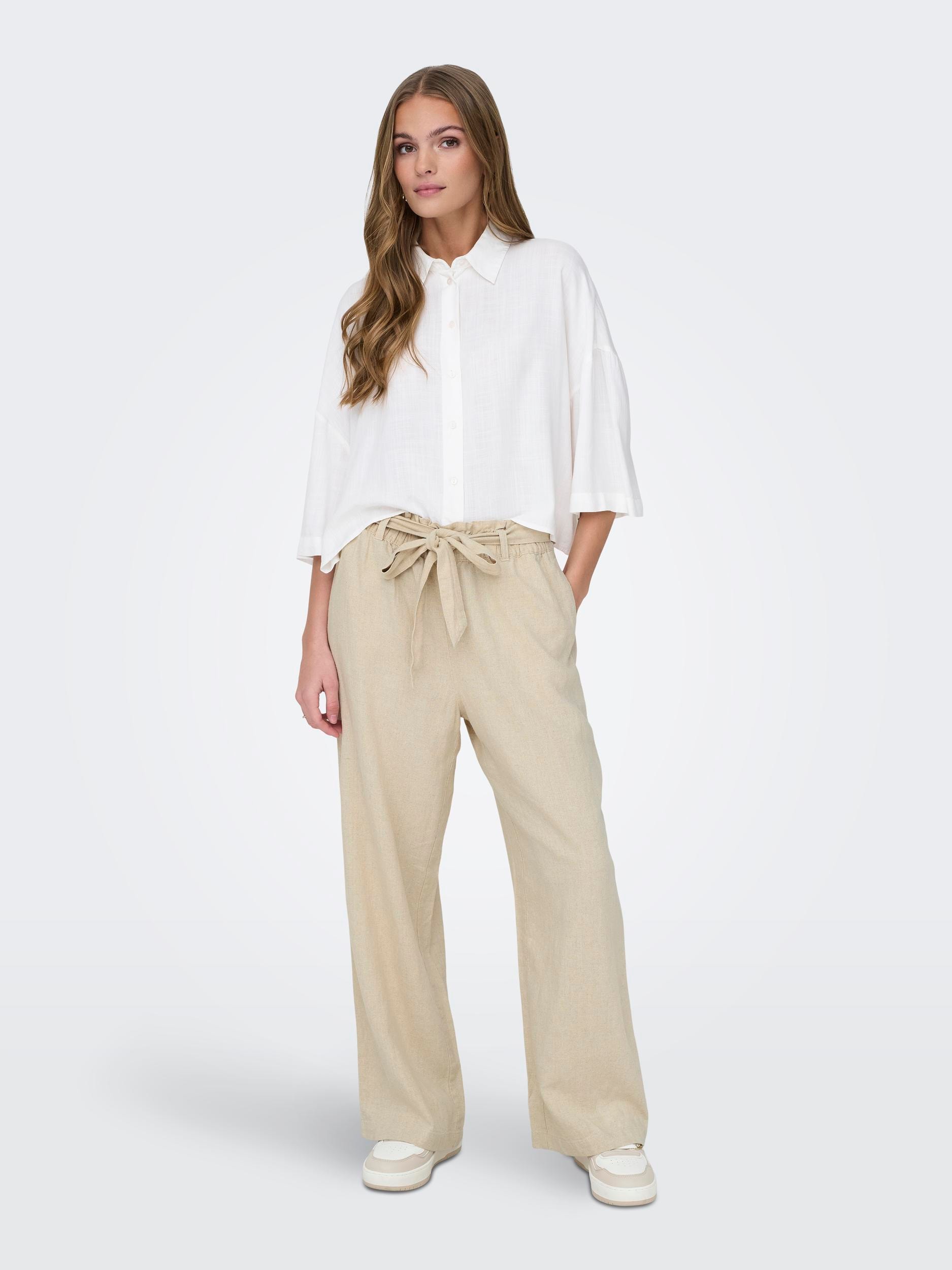 JDY Culotte »JDYSAY MW LINEN BELT PANT WVN NOOS«