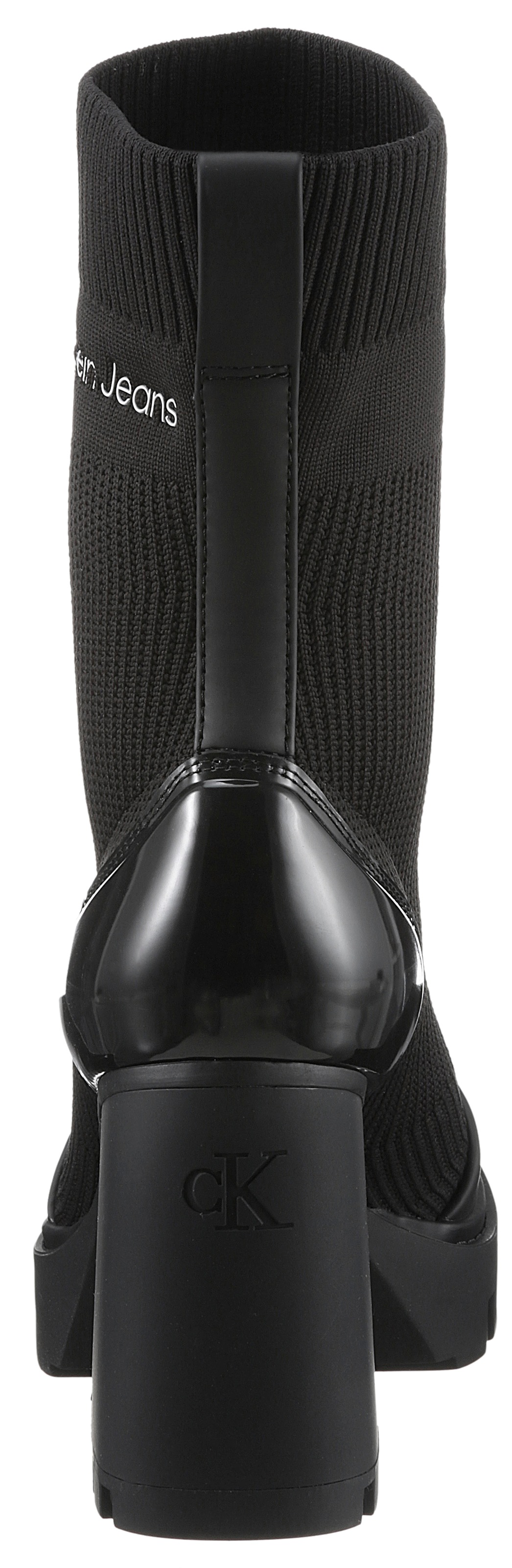 calvin klein jeans platform knit sock boots in black