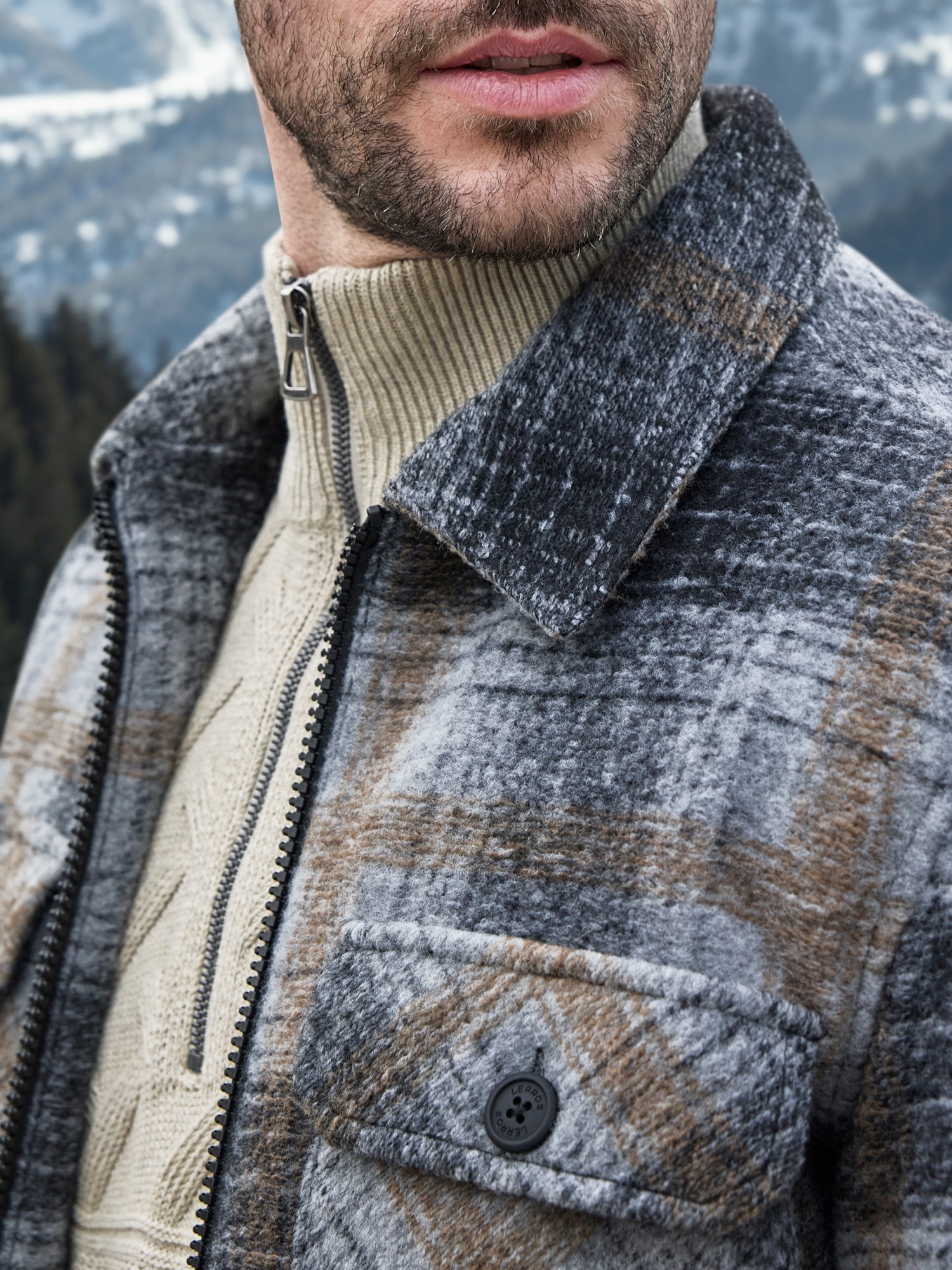 LERROS Outdoorjacke »LERROS Karierte Outdoor-Hemdjacke in Woll-Optik« ohne Kapuze Keine Angabe