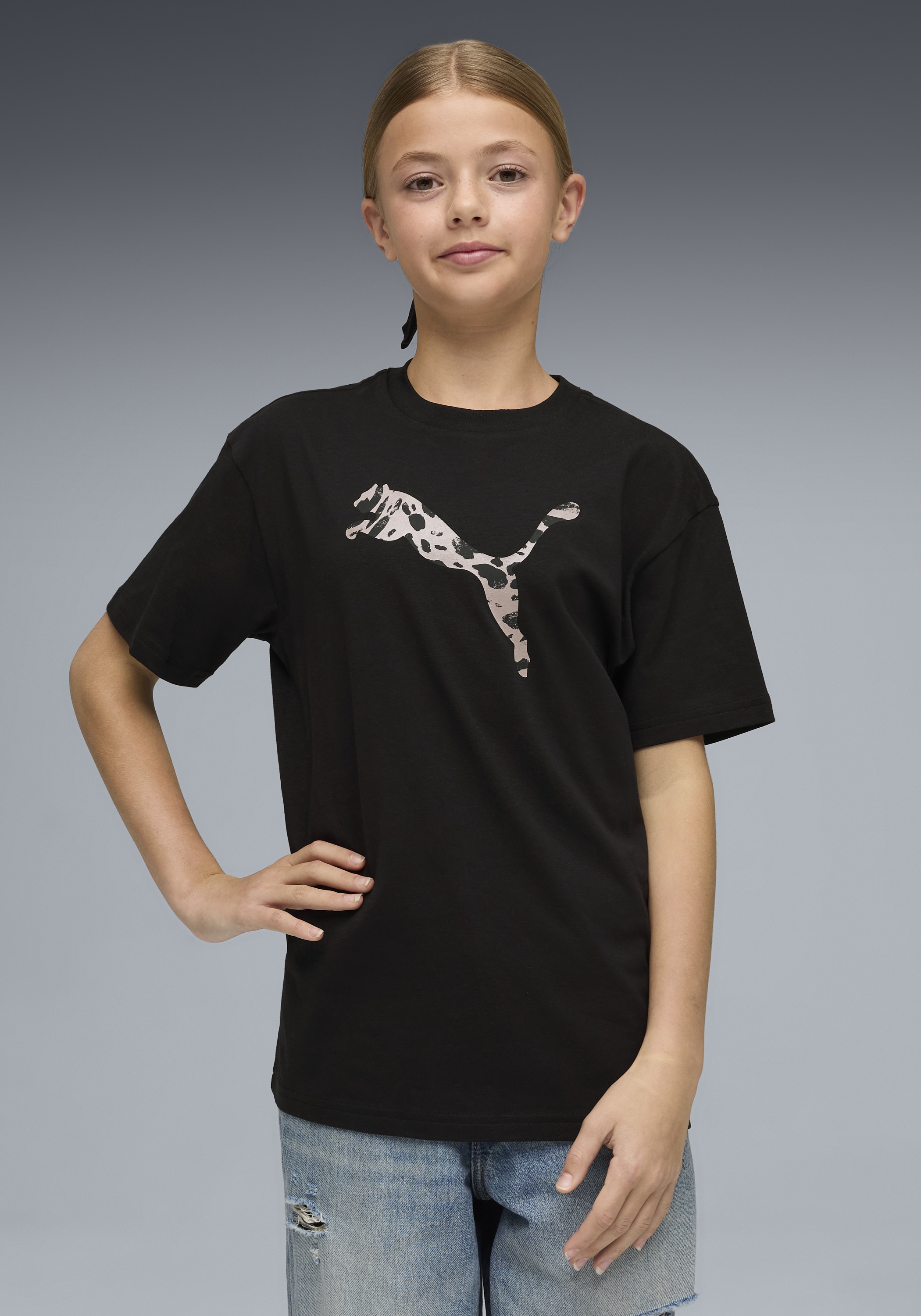 PUMA T-Shirt »ESS GRAPHIC ANIMAL RELAXED TEE G« für Jugendliche, Kurzarm, mit Print-Applikation, Rundhalsausschnitt