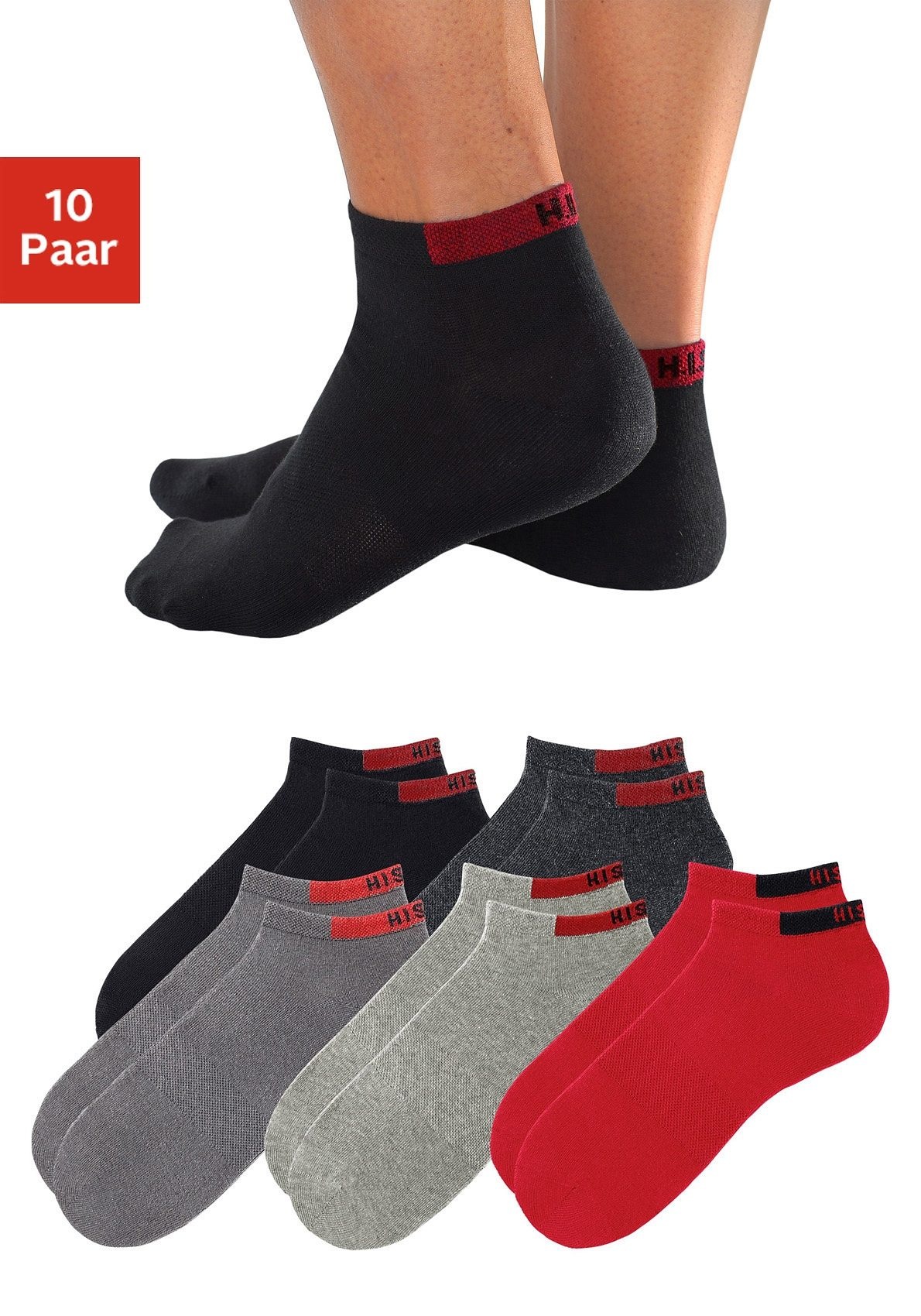 Image of H.I.S Sneakersocken Packung, 10 Stk. tlg. mit verstärkten Belastungszonen