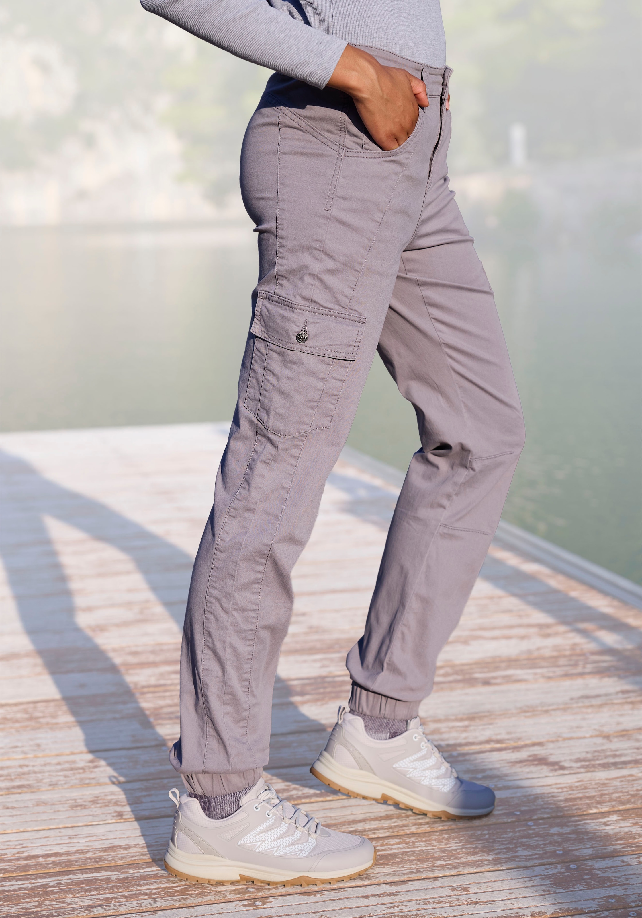 Image of Vivance Active by Lascana Trekkinghose "Cargo Jeans Optik" Baumwollmix mit Cargo Taschen