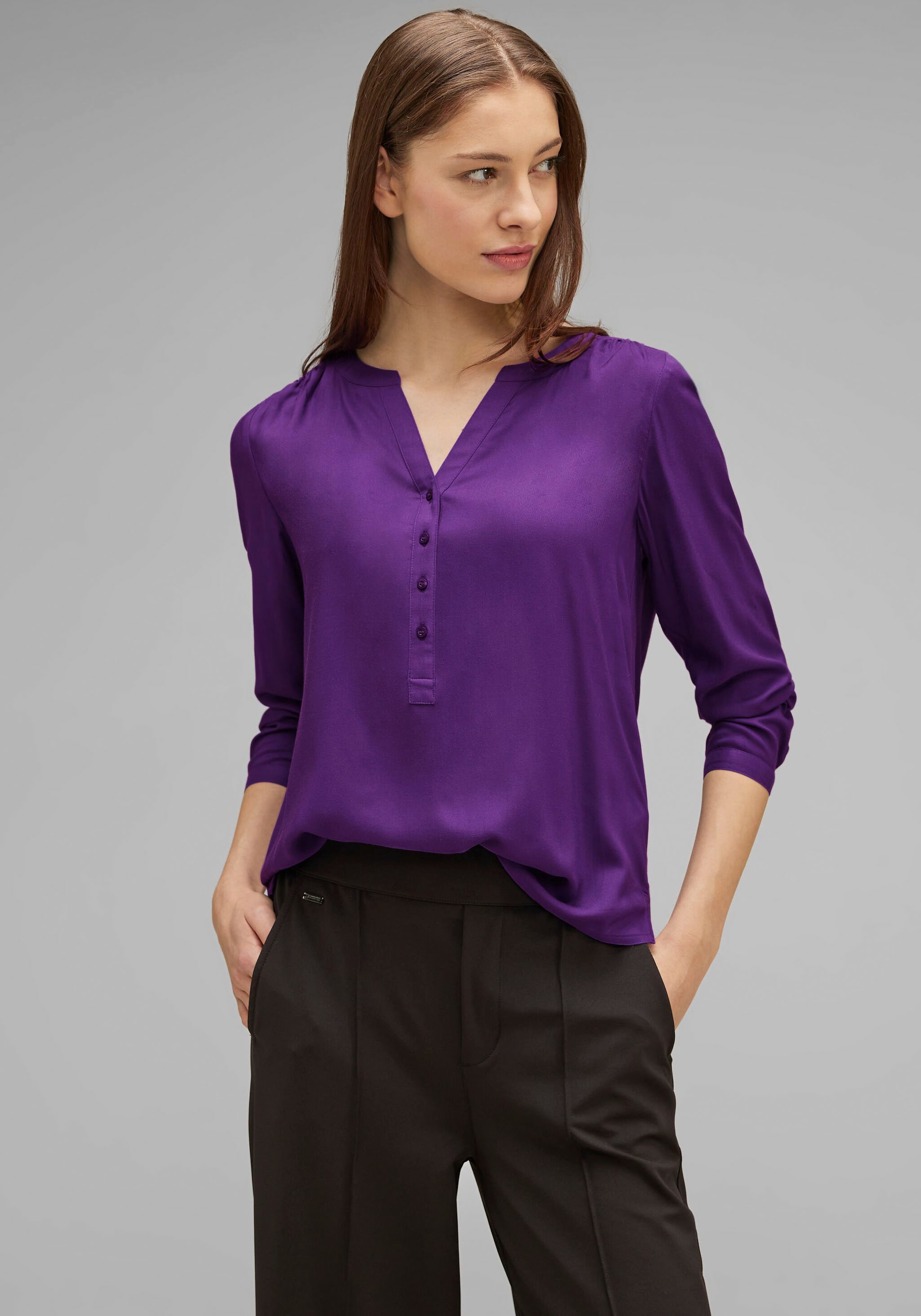 ♕ STREET ONE Shirtbluse »Style Bamika«, mit Seitenschlitzen  versandkostenfrei bestellen