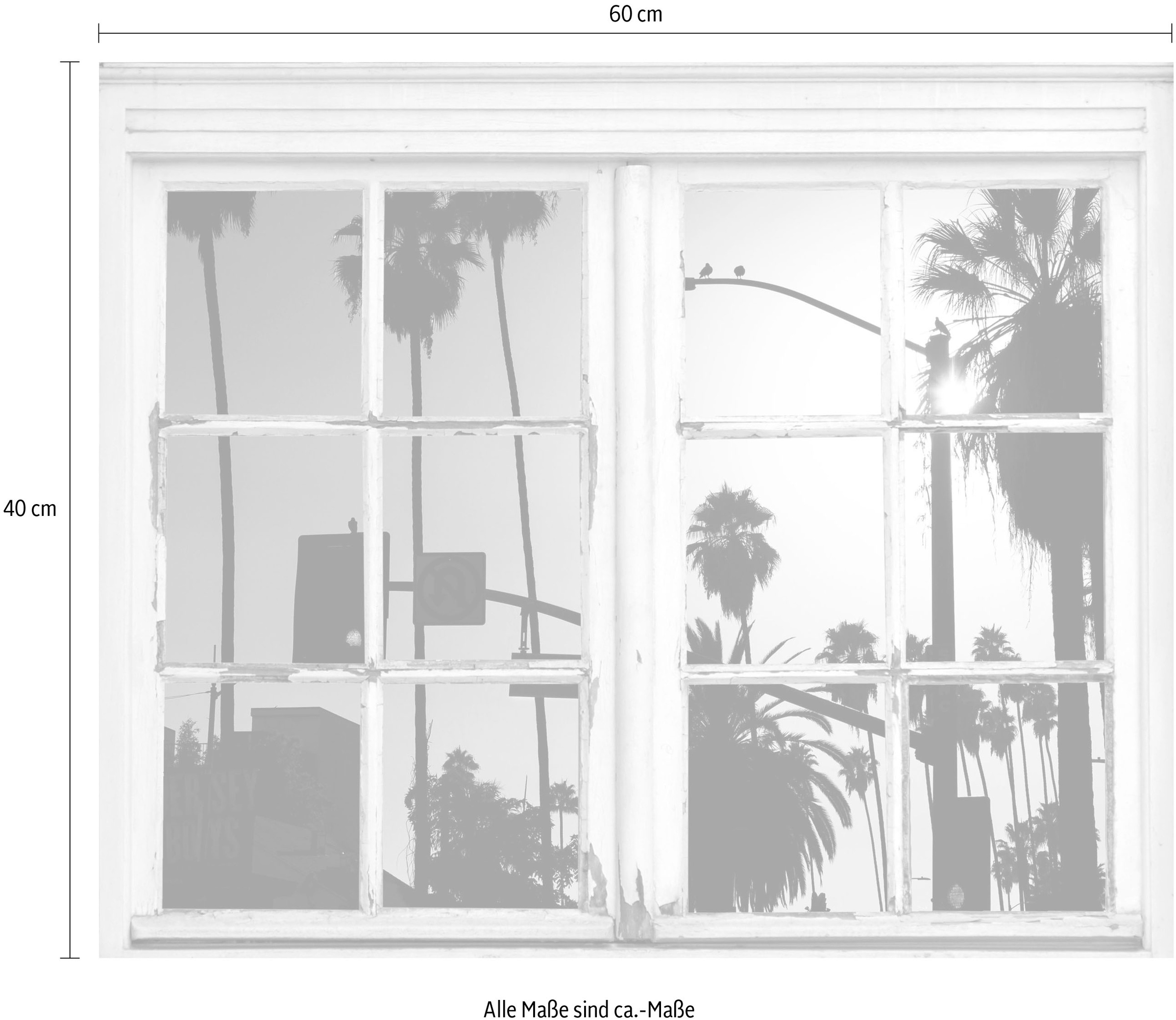 queence Wandsticker »Ampeln und Palmen« Wandsticker, Wandbild, selbstklebend, 3D, Fenster