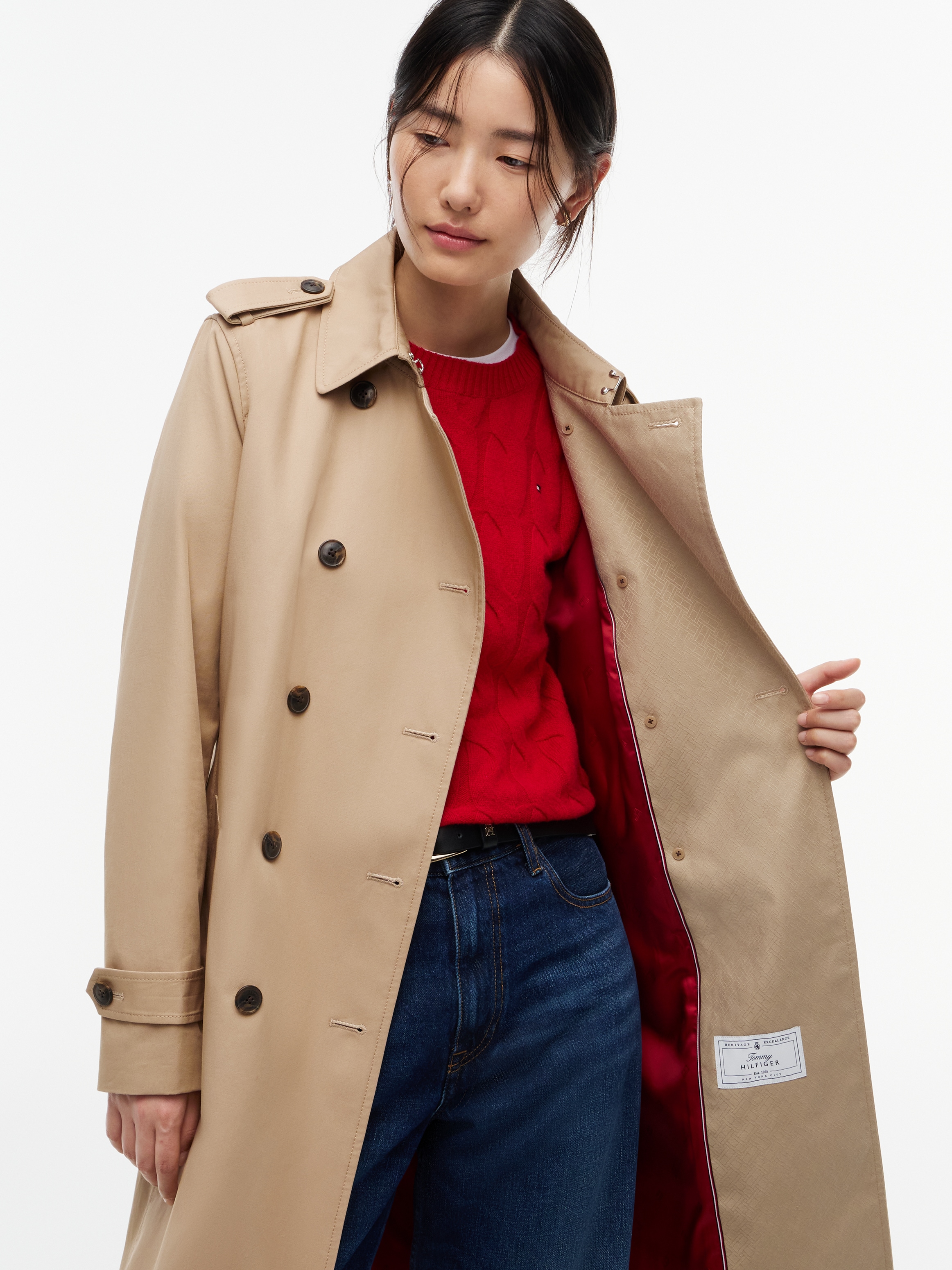 Image of Tommy Hilfiger Trenchcoat "COTTON MONOGRAM TRENCH" Baumwolle