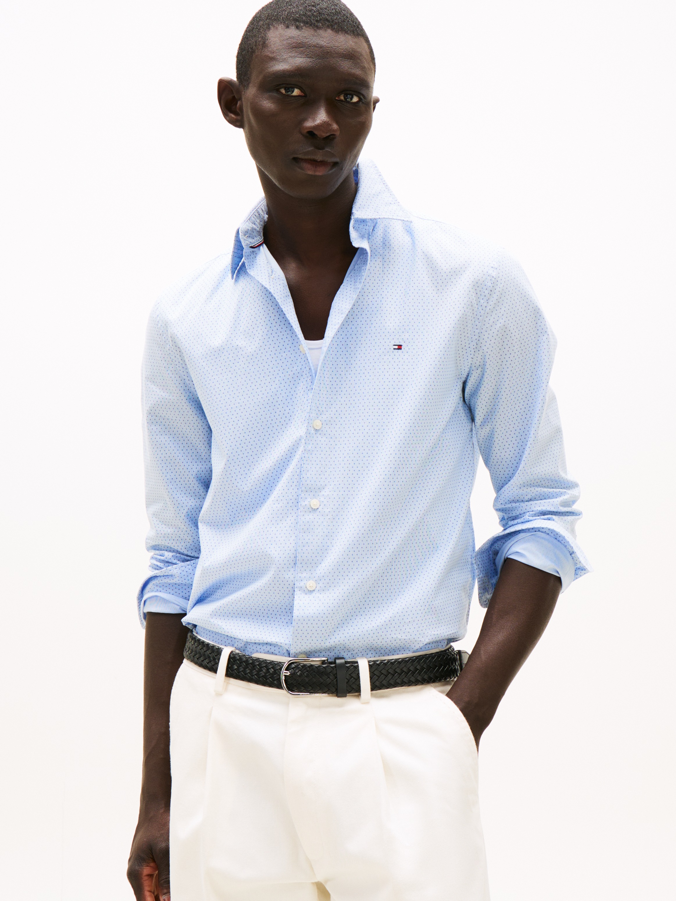 Image of Tommy Hilfiger Langarmhemd "FLEX POPLIN MINI PRINT Regular Fit SHIRT" regular fit, Kentkragen
