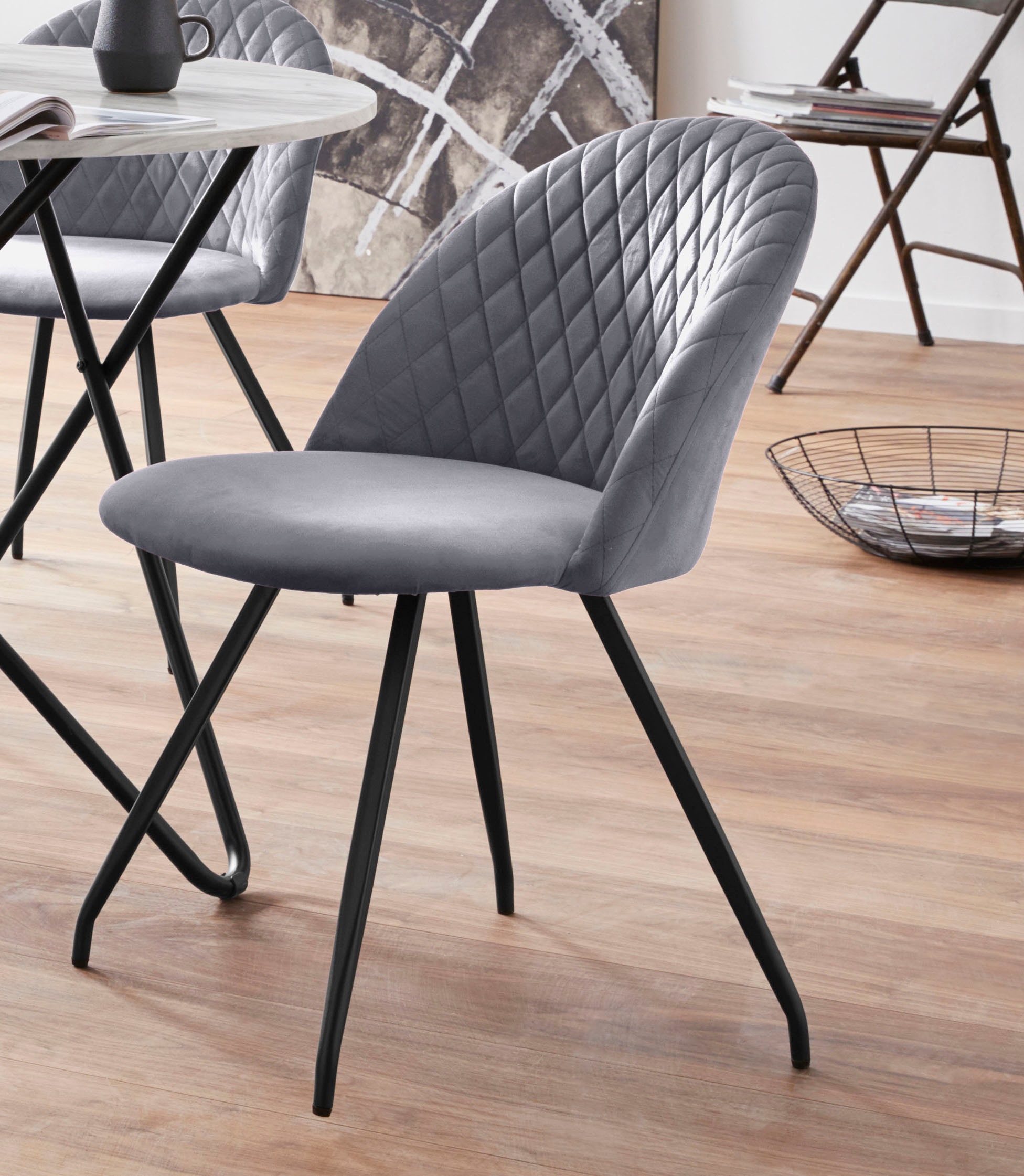 INOSIGN Essgruppe »Emmajonas«, (Set, 5 tlg.), moderner runder Tisch in Marmoroptik