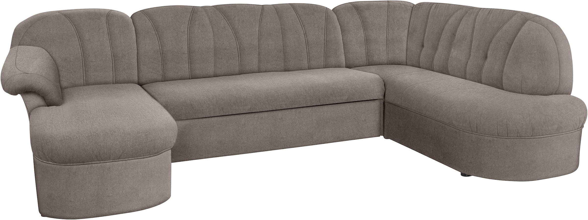 DOMO collection Wohnlandschaft »Pegnitz, zeitlos&modern, elegante Rückensteppung, Breite 292cm, U-Form« wahlweise mit Bettfunktion