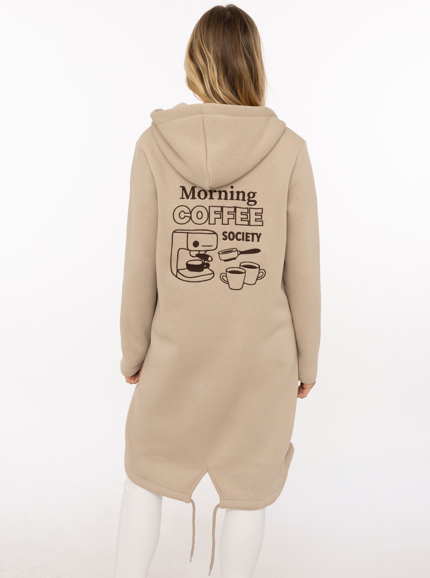 Zwillingsherz Kurzmantel »"Morning Coffee"« grosse Stickerei hinten, Taschen, Reissverschluss