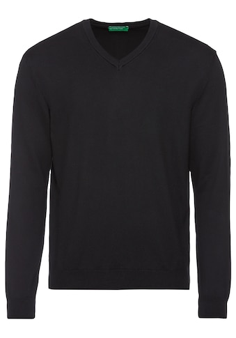 V-Ausschnitt-Pullover, mit Markenlabel