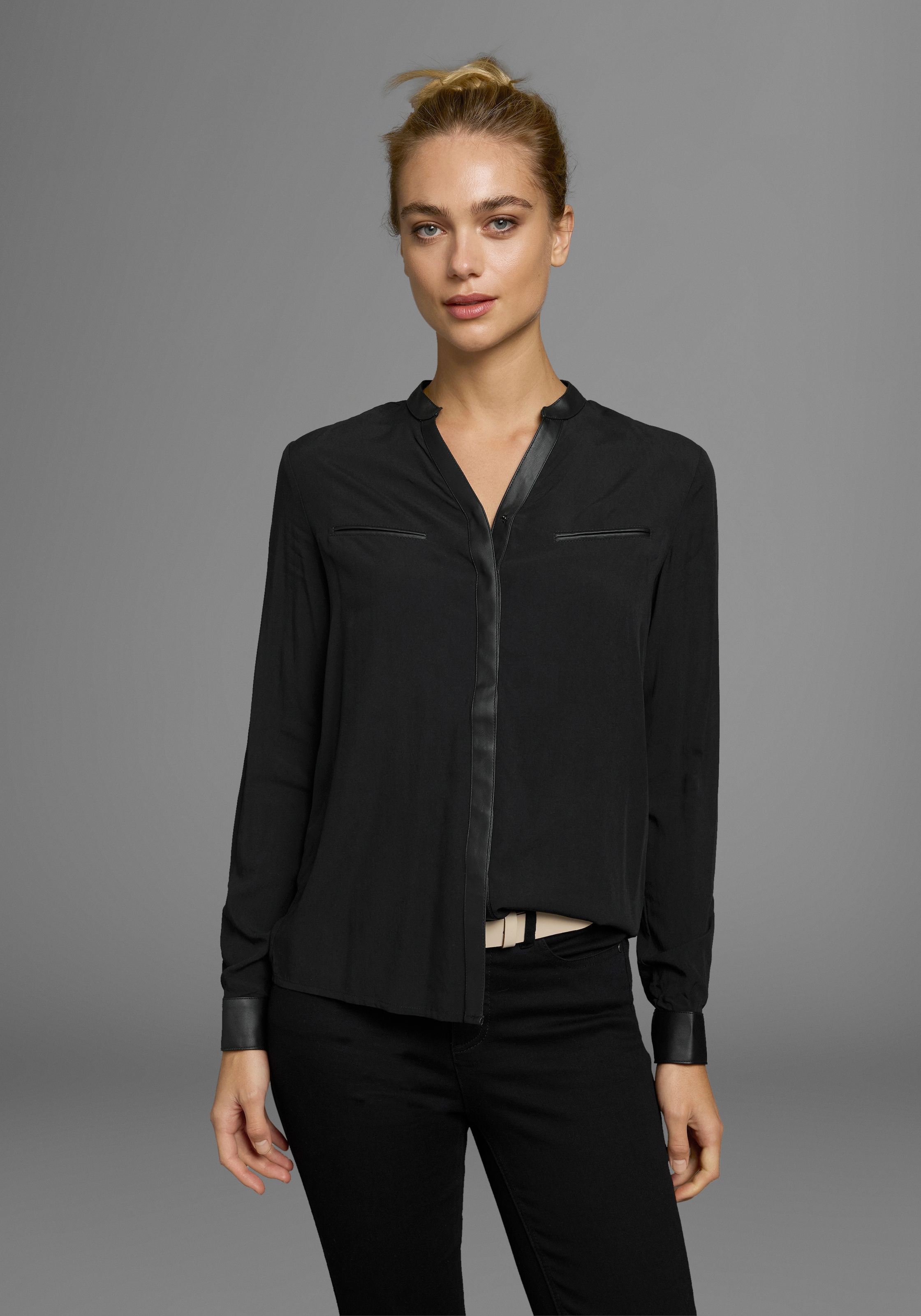 Image of AJC Hemdbluse mit Details aus Lederimitat