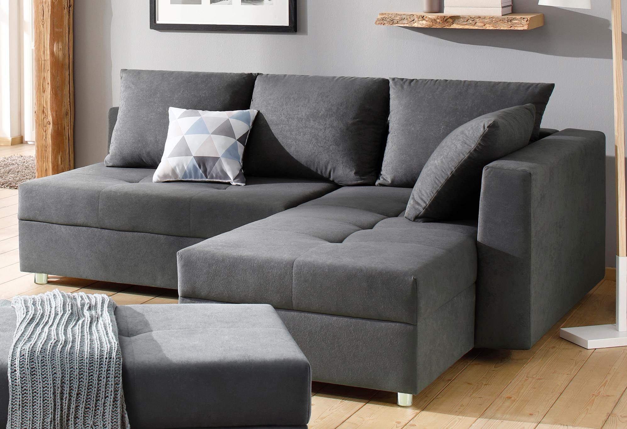 Image of Home affaire Ecksofa "Italia L-Form, B: 217 cm" Bettfunktion, Bettkasten & 1 Zierkissen, Federkern