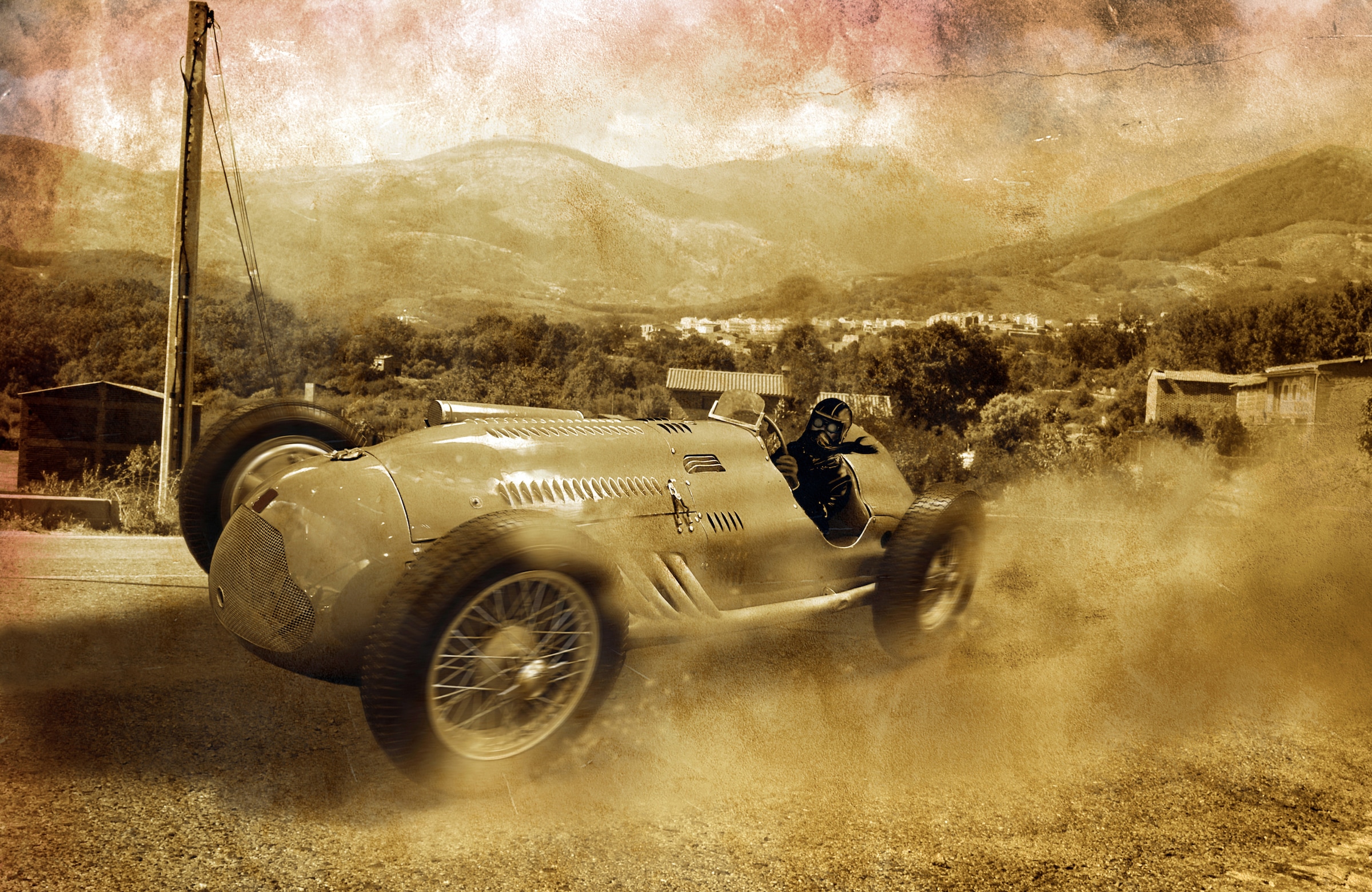 Image of Papermoon Fototapete "VINTAGE OLDTIMER-AUTO AUTOS RETRO RENNWAGEN RACING CARS"