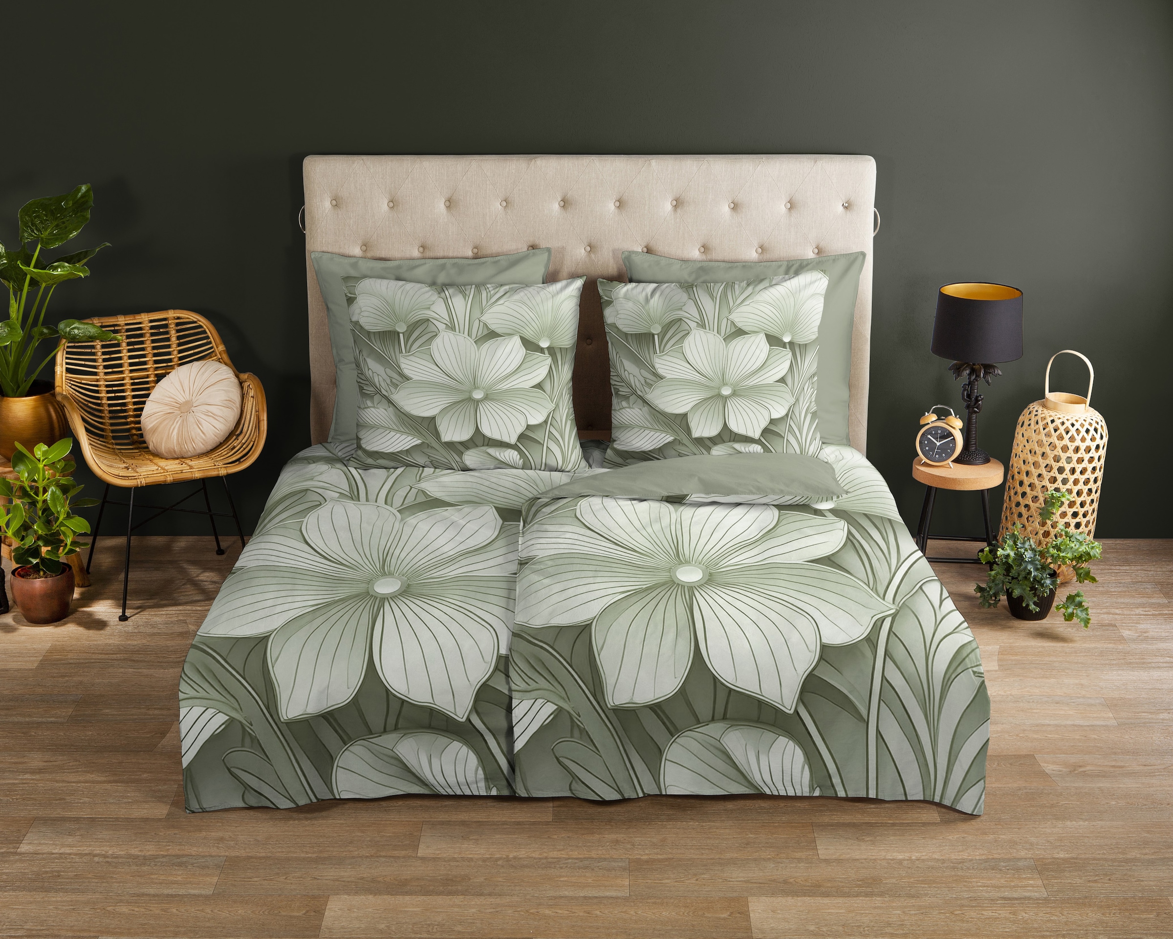 good morning Wendebettwäsche »Artdeco«, 100% Baumwolle, Renforcé, Reissverschluss, Wendeoptik, Blumen