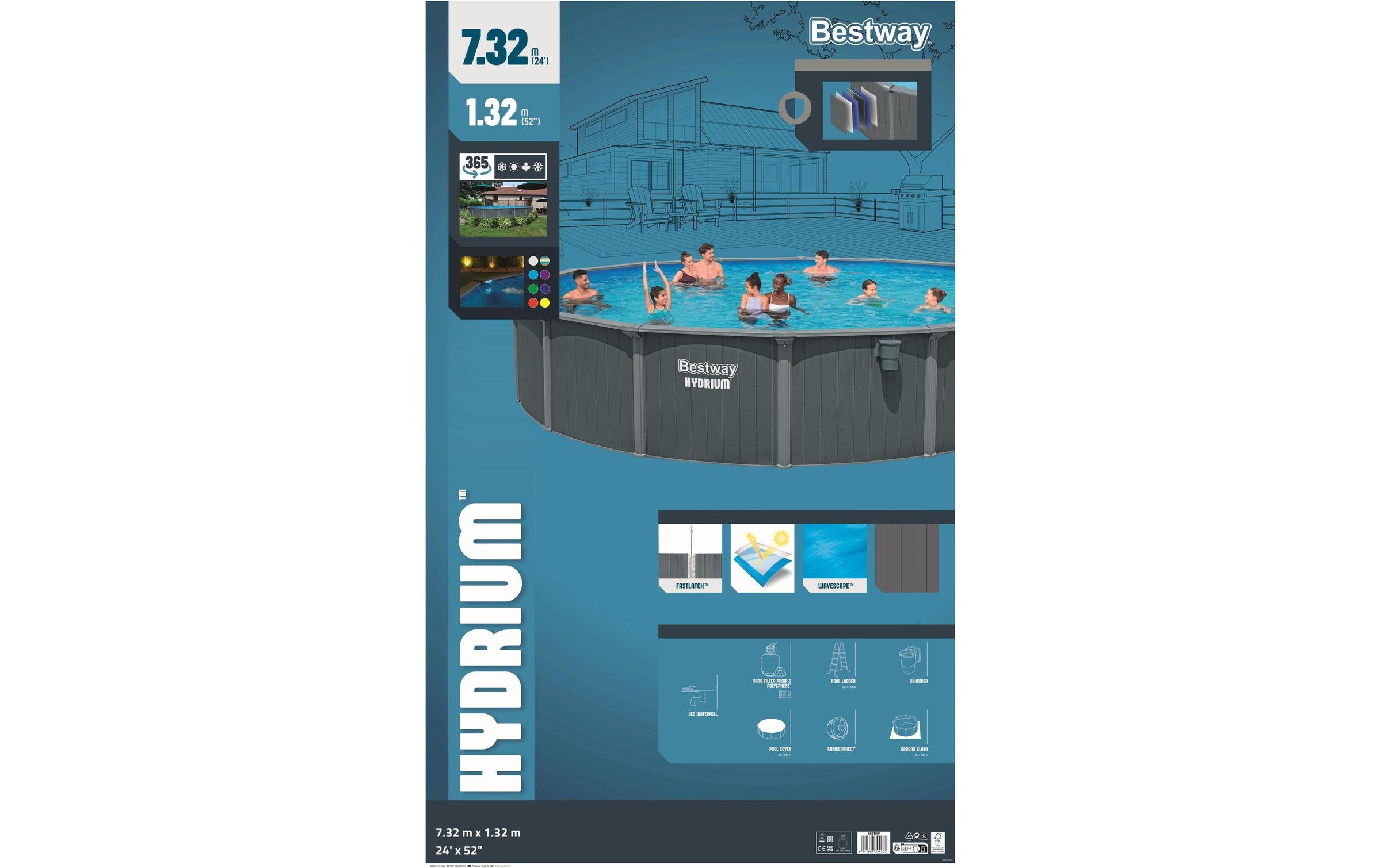 Bestway Piscine »Hydrium Komplett-Set 732 x 132 cm«
