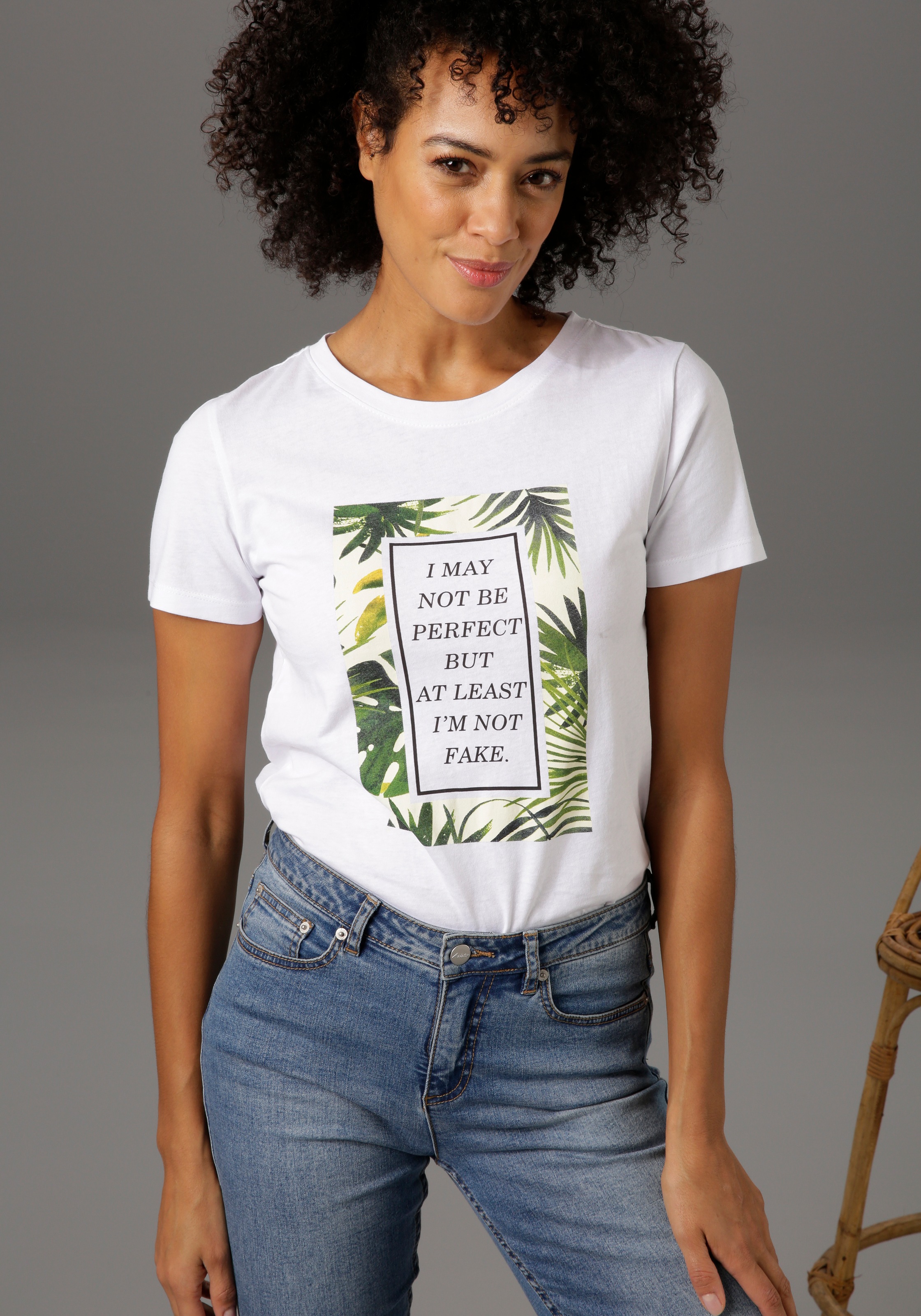 Image of Aniston CASUAL T-Shirt, Frontdruck mit Statement-Schriftzug bei Ackermann Versand Schweiz