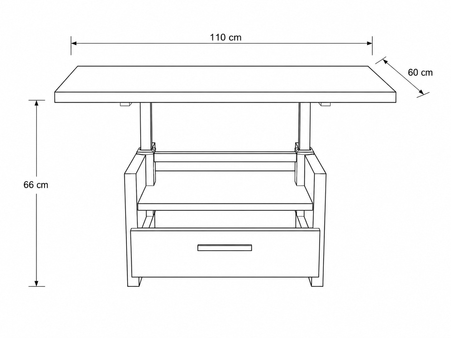 GOODproduct Couchtisch »Ravenna, Kaffeetisch« Wildeiche Natur/Smoke massiv, Liftfunktion, Schublade, Ablage