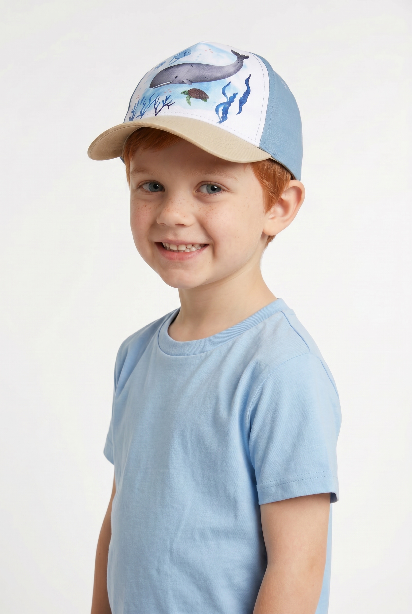 MAXIMO Casquette de baseball 1 cuis bleu délavé, motif baleine, casquette, fermeture velcro, MINI garçon