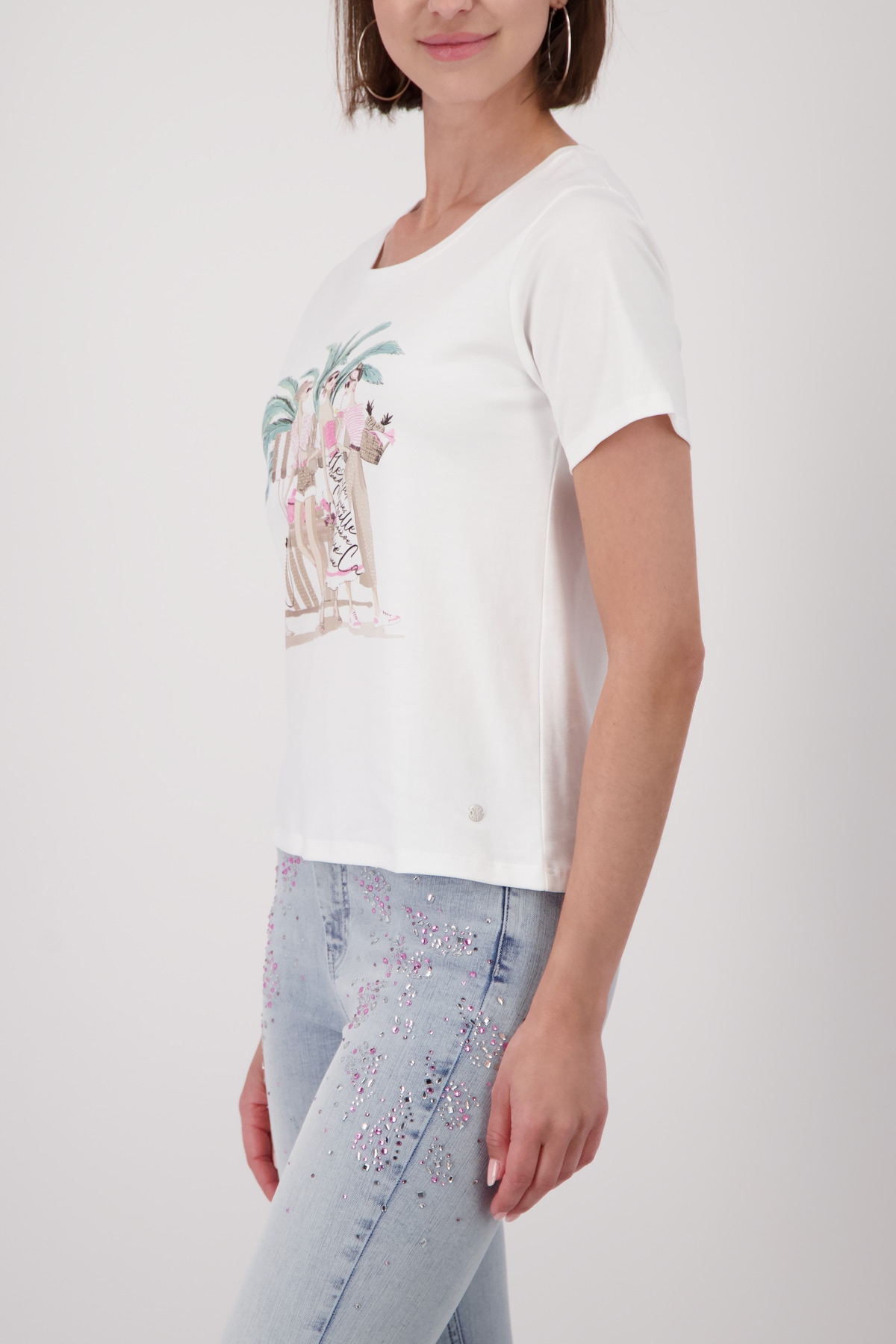 Monari Shirt à col rond »Shirt Frauen gezeichnet« avec imprimé femme
