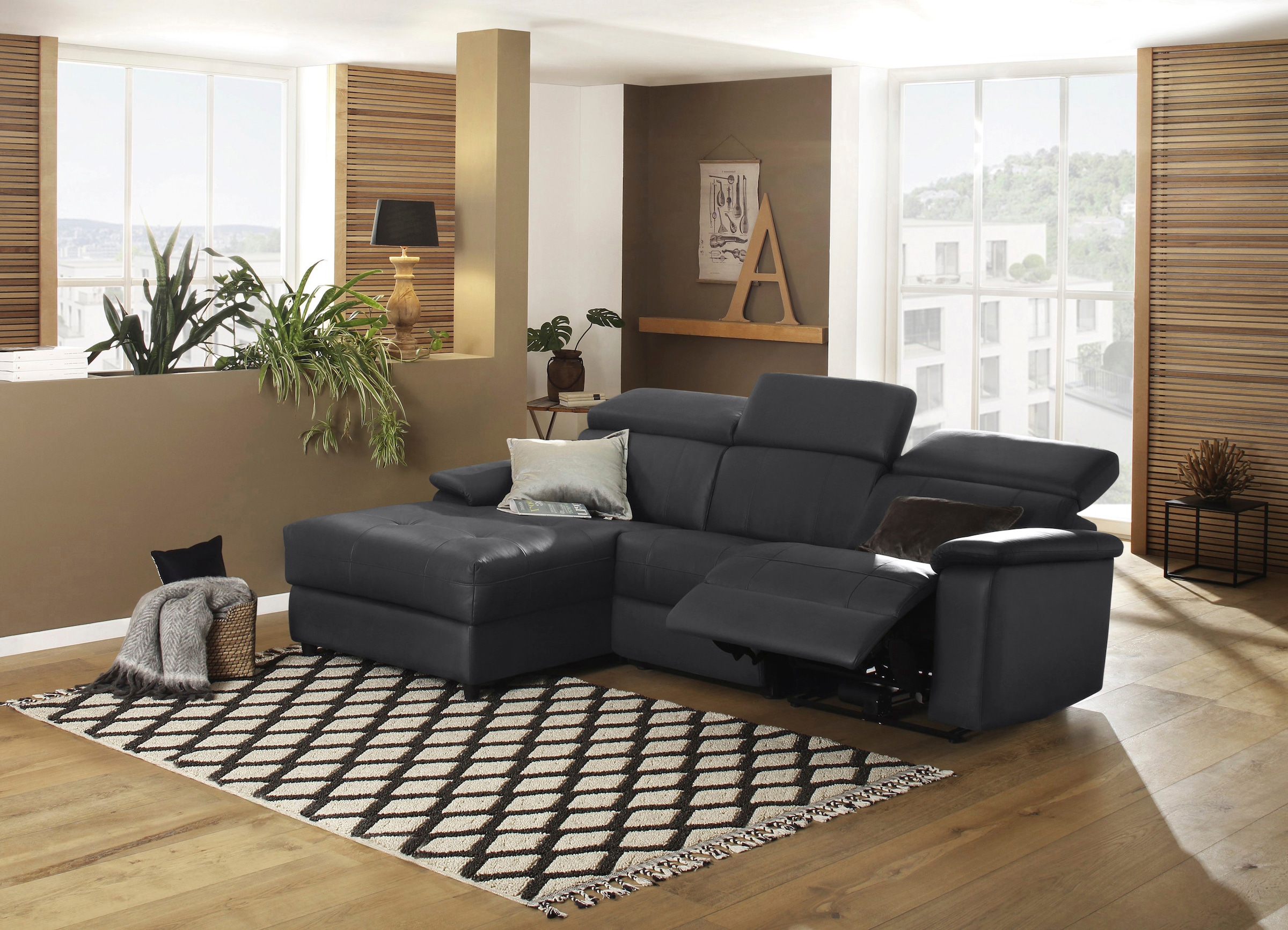 Home affaire Ecksofa »Binado, L-Form,«, mit manueller oder elektrischer Relaxfunktion mit USB-Anschluss