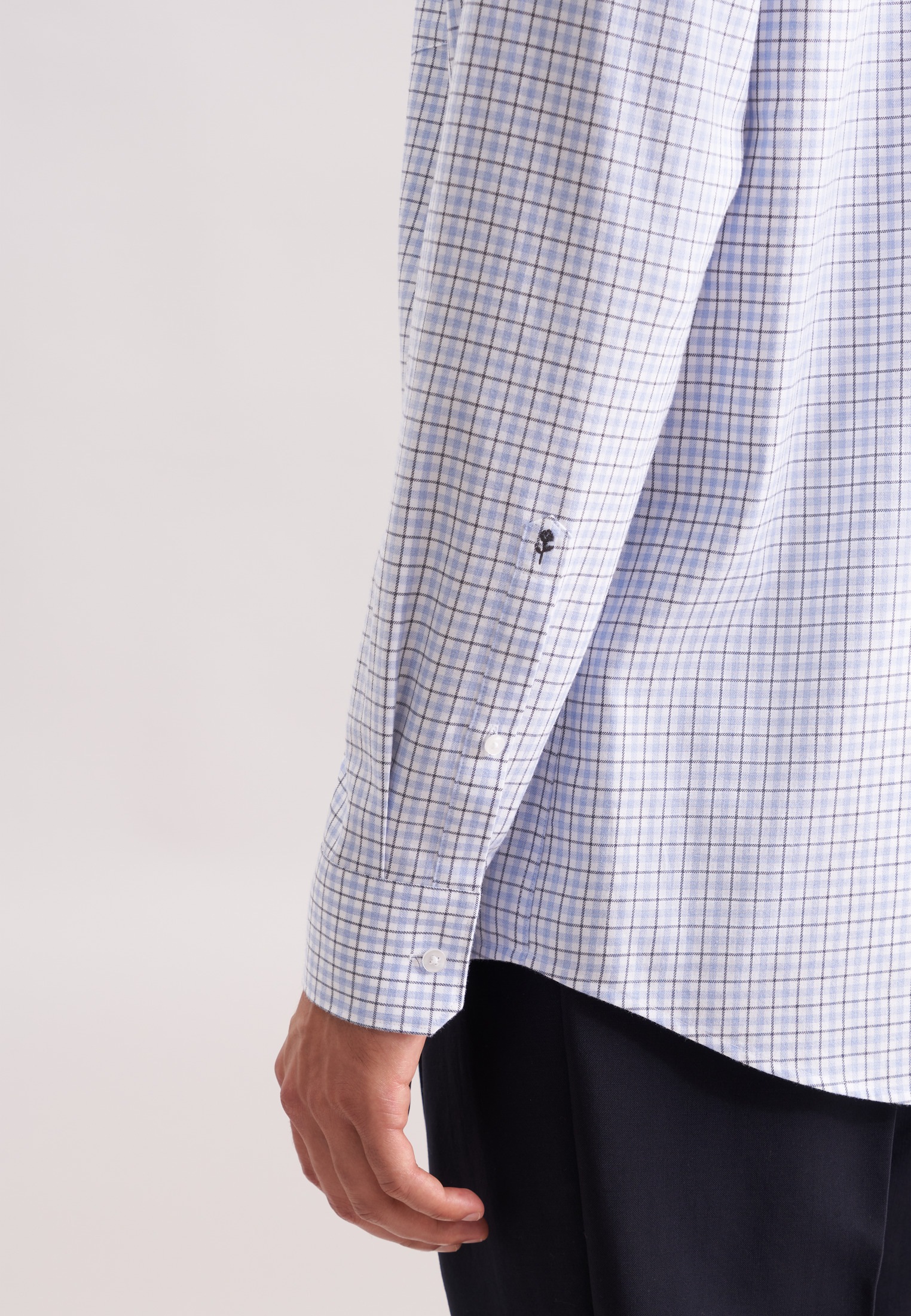 seidensticker Chemise en flanelle »Schwarze Rose« Regular 1/1 Button-Down-Kragen Karo