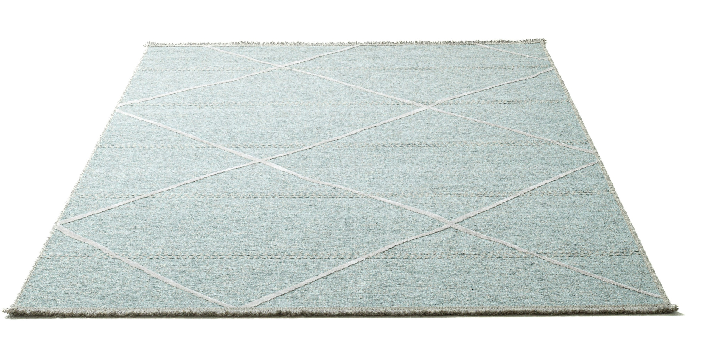 Image of Sansibar Teppich "Braderup" rechteckig 2 mm Höhe Flachgewebe, modernes Scandi Design, Motiv Rauten, mit Fransen