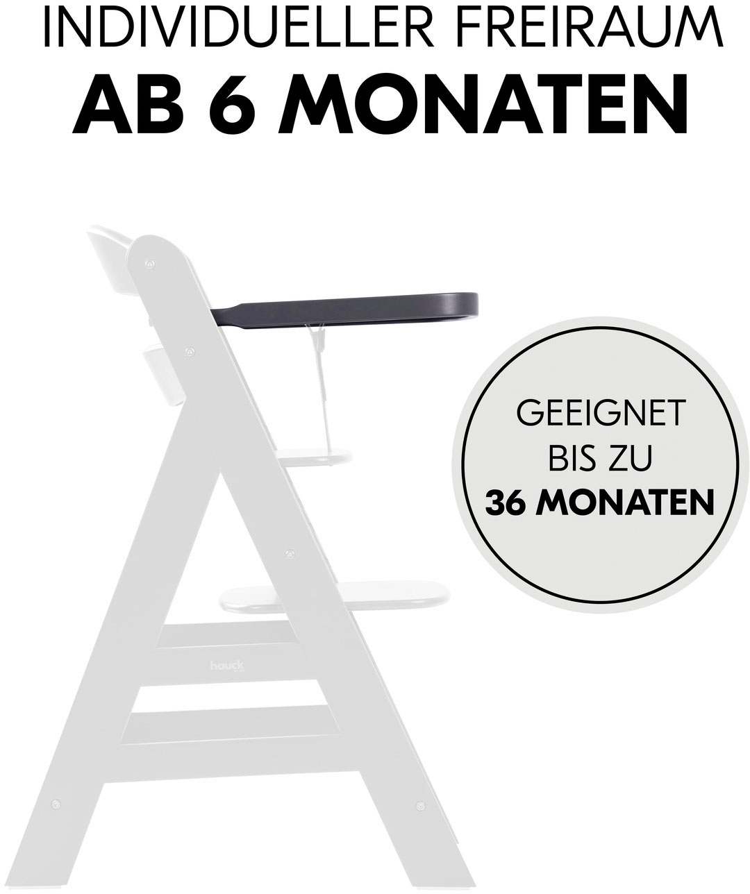 Hauck Plateau de chaise haute »Alpha Wooden Tray Essbrett, Dark Grey« FSC® - schützt Wald