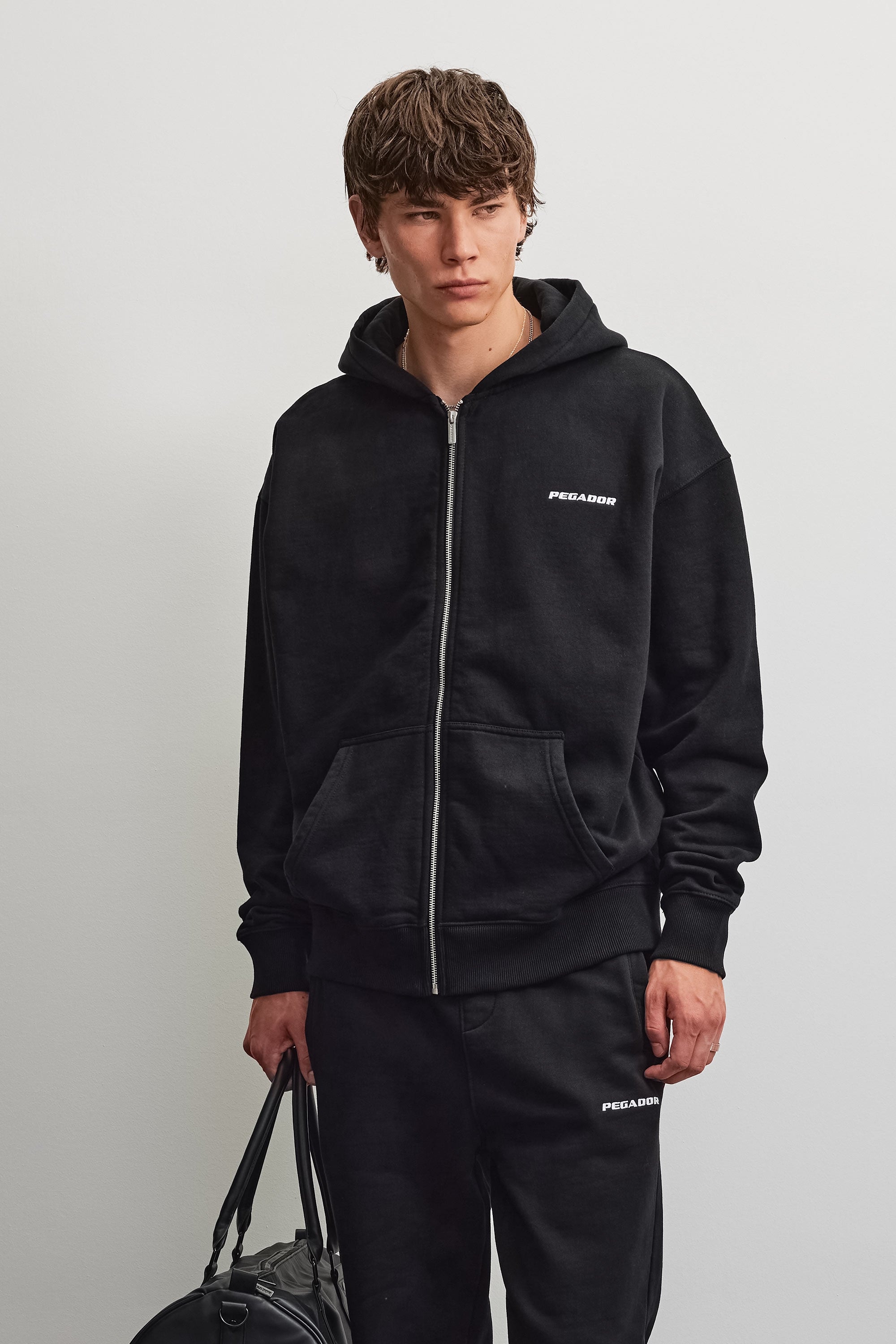 PEGADOR Sweat à capuche »Logo Oversized Sweat Jacket« mélange de coton, oversize