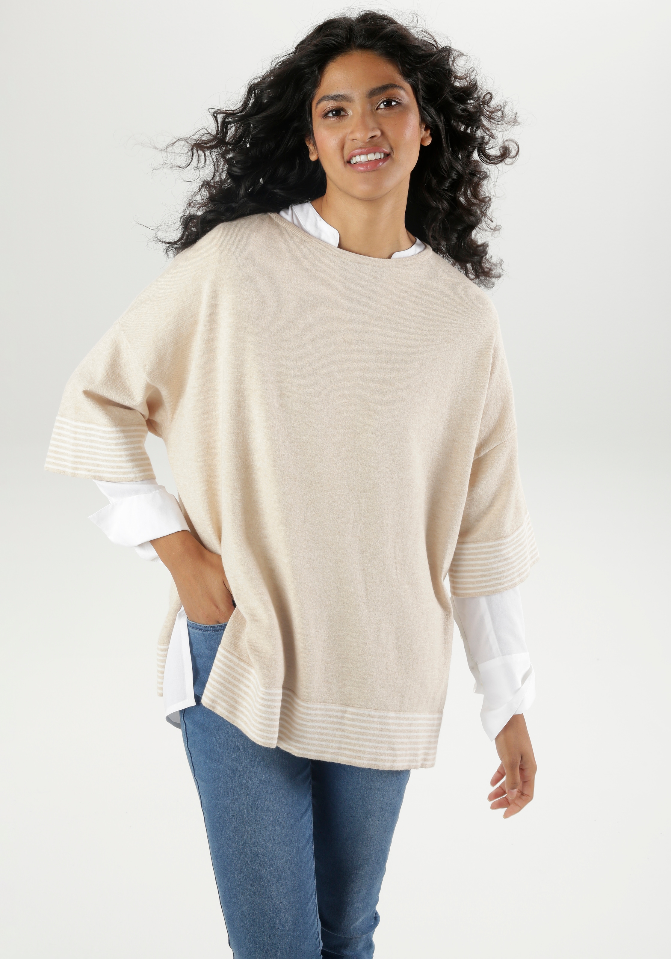 Strickpullover, im lässigen Poncho-Style - NEUE KOLLEKTION