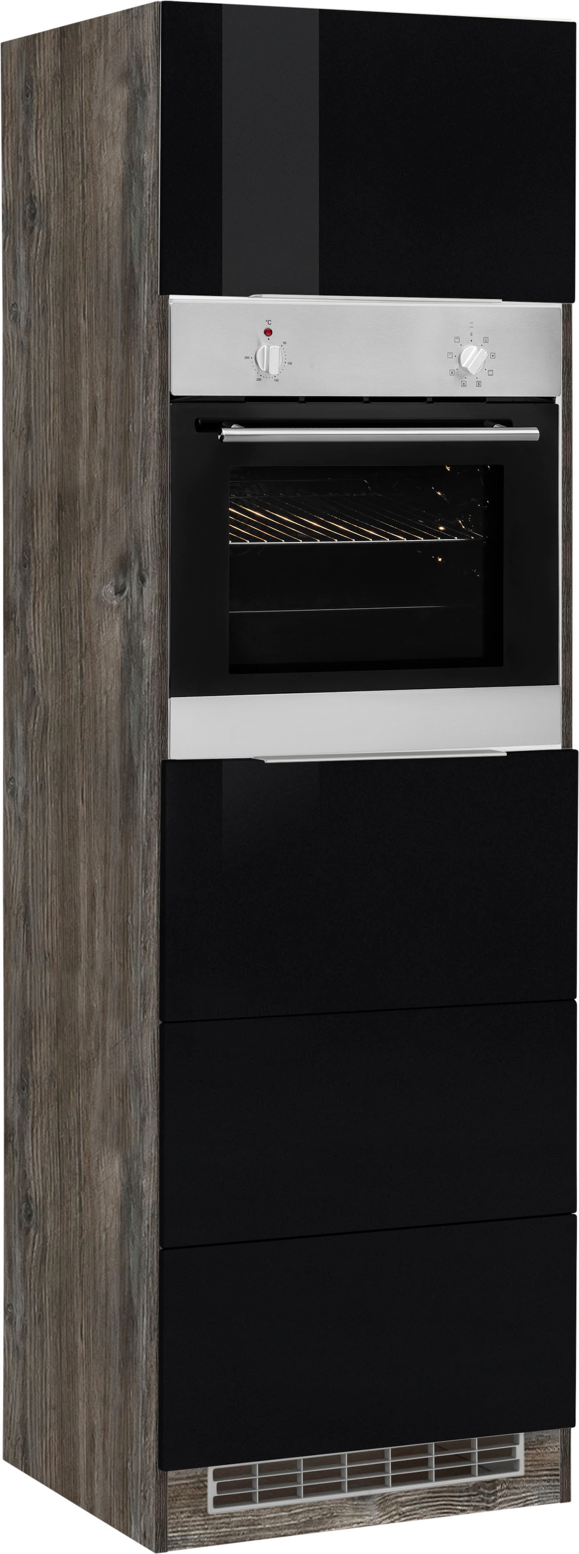KOCHSTATION Armoire d'encastrement pour four »KS-Brindisi« 60 cm de large, 200 cm de haut, beaucoup d’espace de rangement