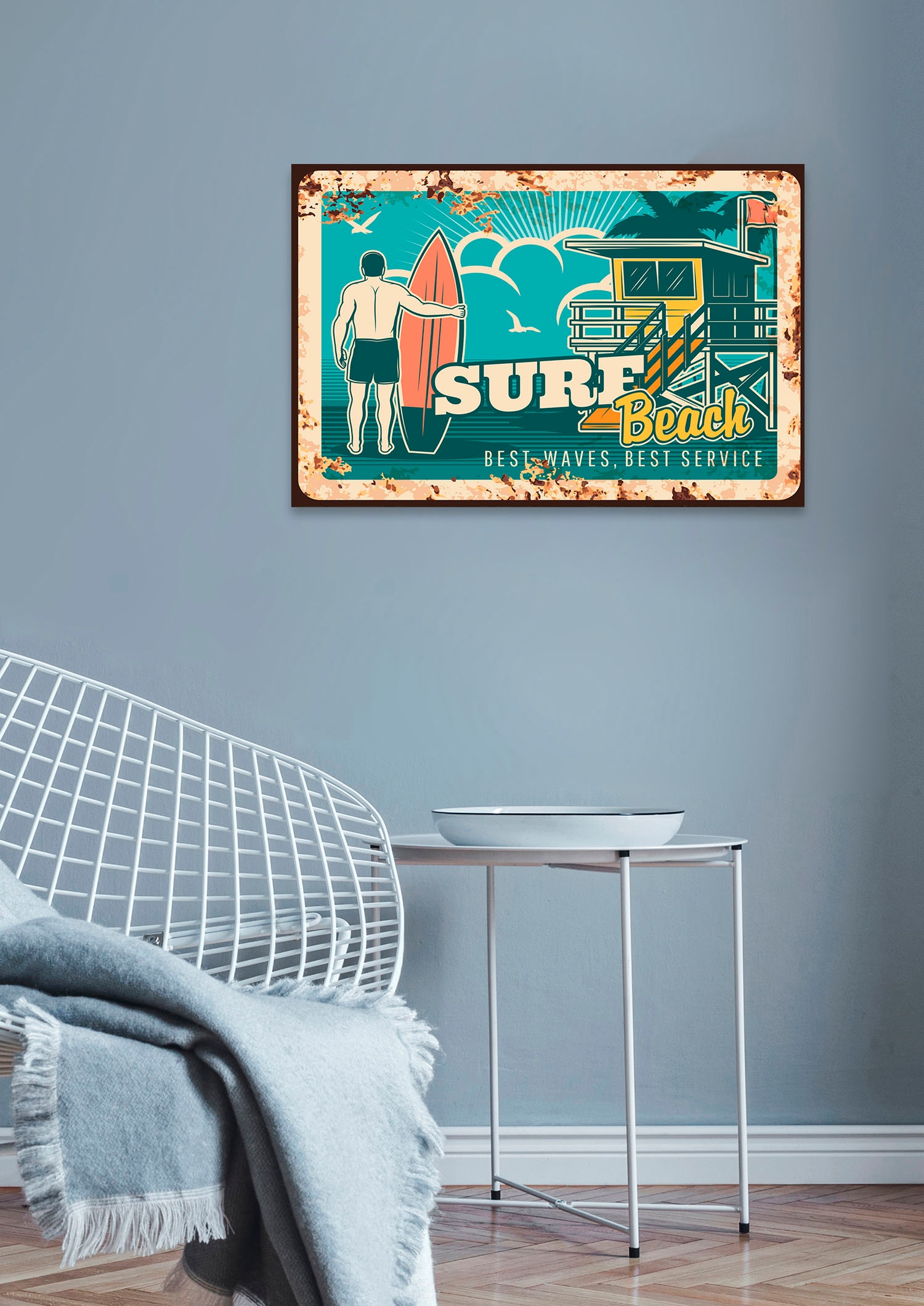 Image of queence Metallbild "Surf Beach" 1 Stk. tlg. Stahlschilder