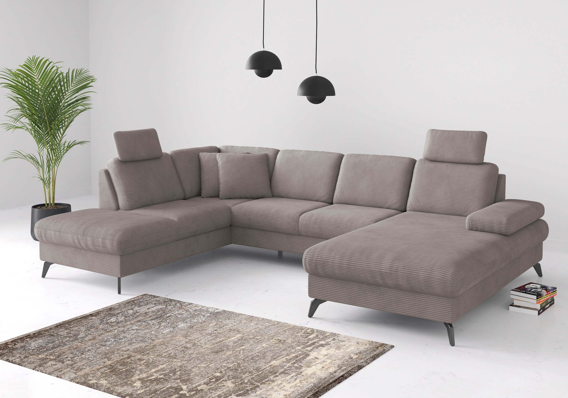 sit&more Wohnlandschaft »Morris Jubi U-Form«, inkl. Armteilfunktion und 1 Zierkissen, wahlweise mit Bettfunktion
