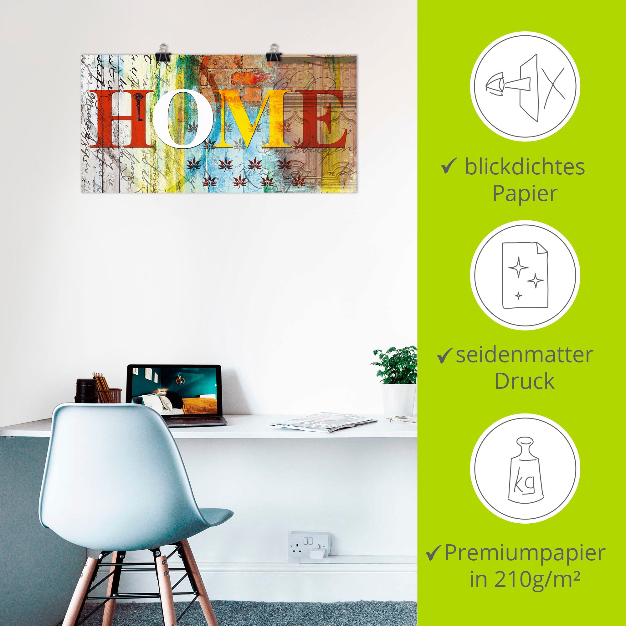 Artland Wandbild »Buntes Zuhause«, Sprüche & Texte, (1 St.), als Leinwandbild, Poster in verschied. Grössen