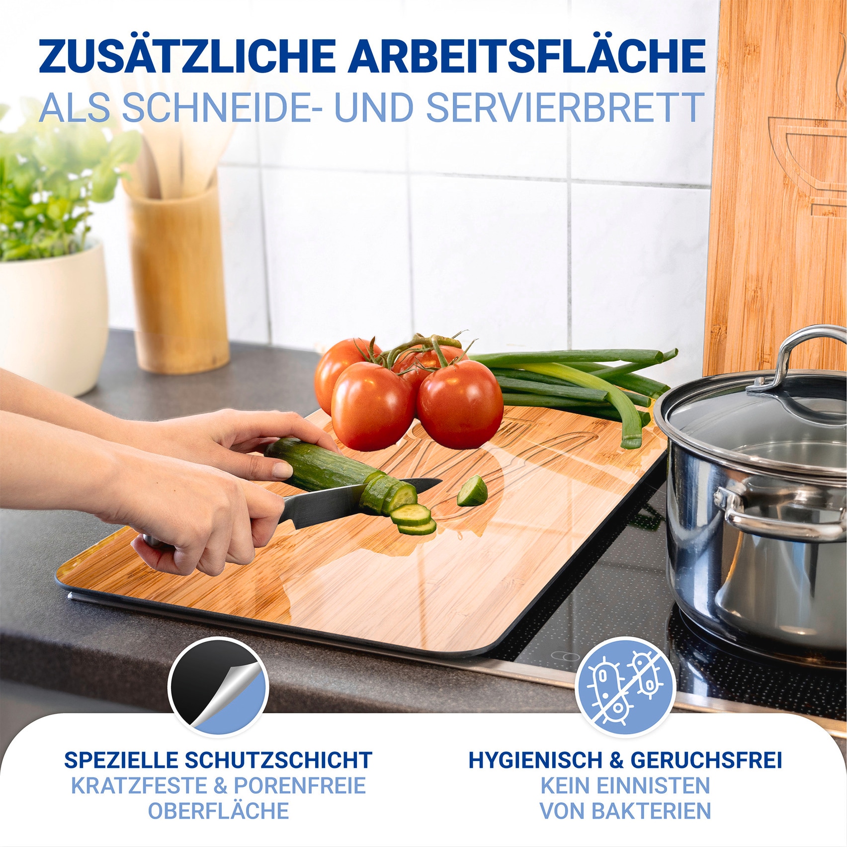 WENKO Herd-Abdeckplatte »Universal Modell Lunch«, (Set, 2 tlg.), Herdabdeckung für alle Herdarten, kratzfest, mit rutschfesten Füssen