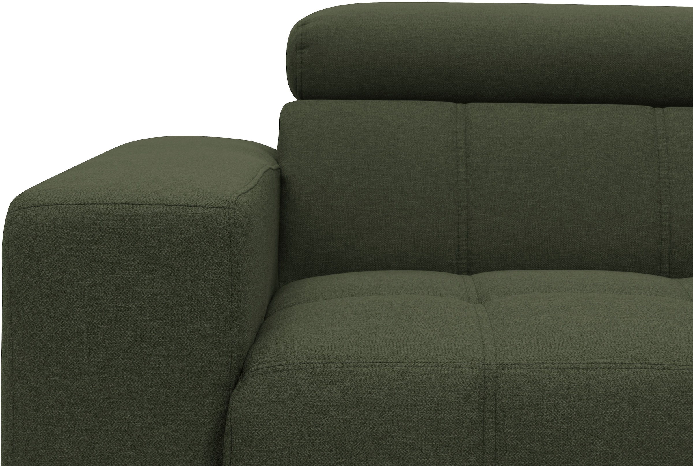 DOMO collection Canapé d'angle »Trento L-Form, mit Kufenfuss oder Einzelfuss« whlw. verstellbare Kopfteile, passend für gängige Saugroboter