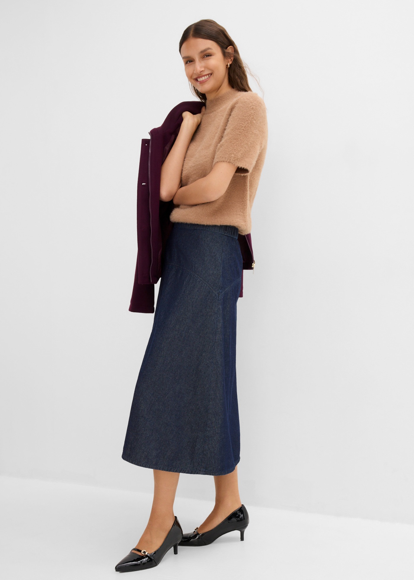 bonprix Jeansrock aus Baumwolle, mit eleganter Passform